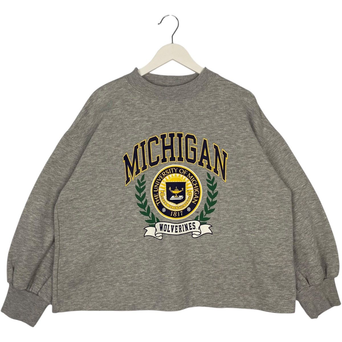 Vintage Vintage Michigan University X GU Sweatshirt Crop Top Gray Size US L / EU 52-54 / 3 - 1 Thumbnail