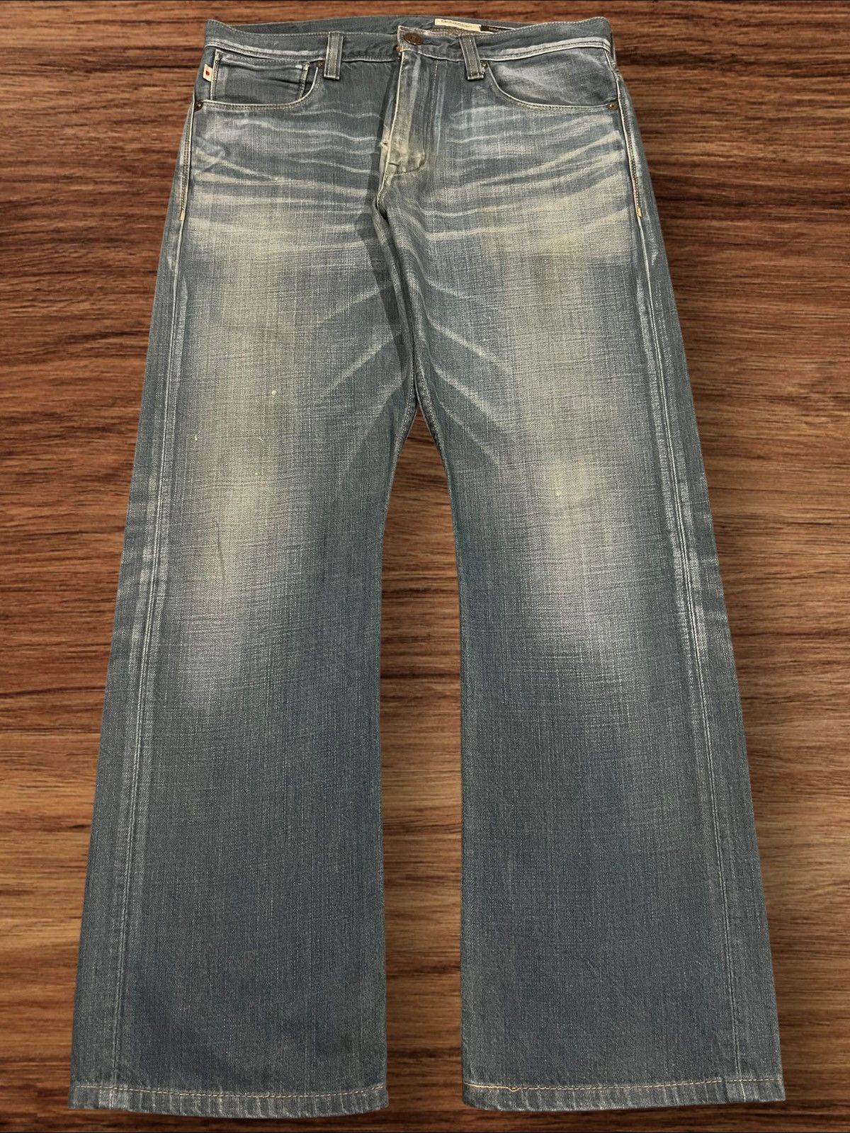 Vintage Japanese Back Number Buckle Back Blue Faded Jeans