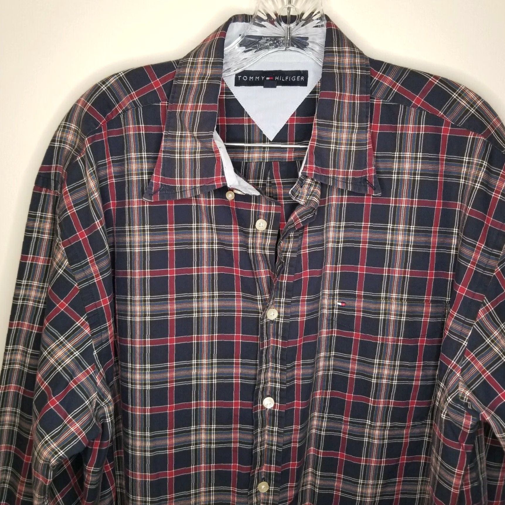 Tommy Hilfiger Tommy Hilfiger Mens Plaid Long Sleeve Button Up Shirt Blue Red Size Large Size US L / EU 52-54 / 3 - 2 Thumbnail