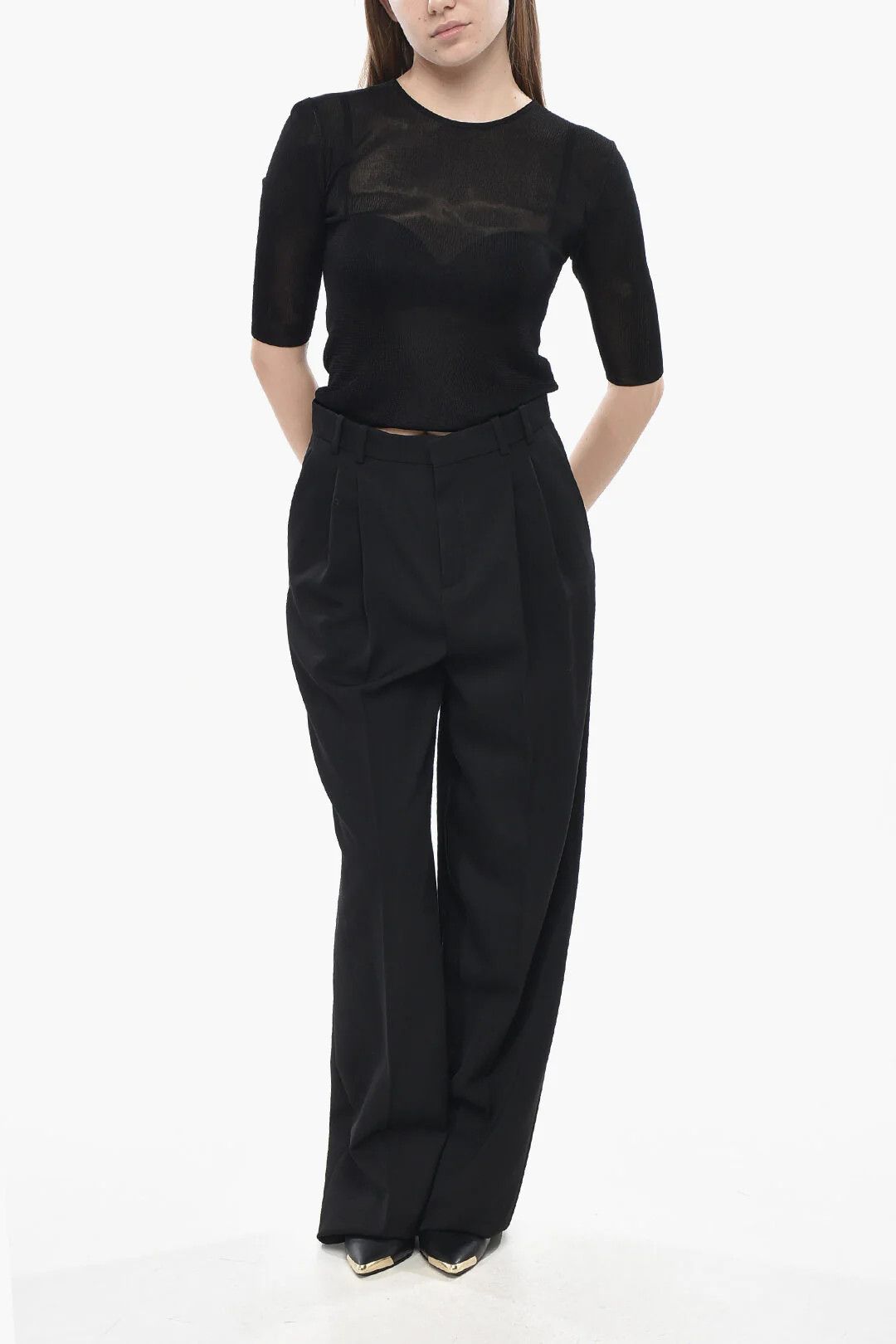Saint Laurent Paris og1mm0326 Wool Gabardine Pant in Black Size 28" / US 6 / IT 42 - 4 Thumbnail