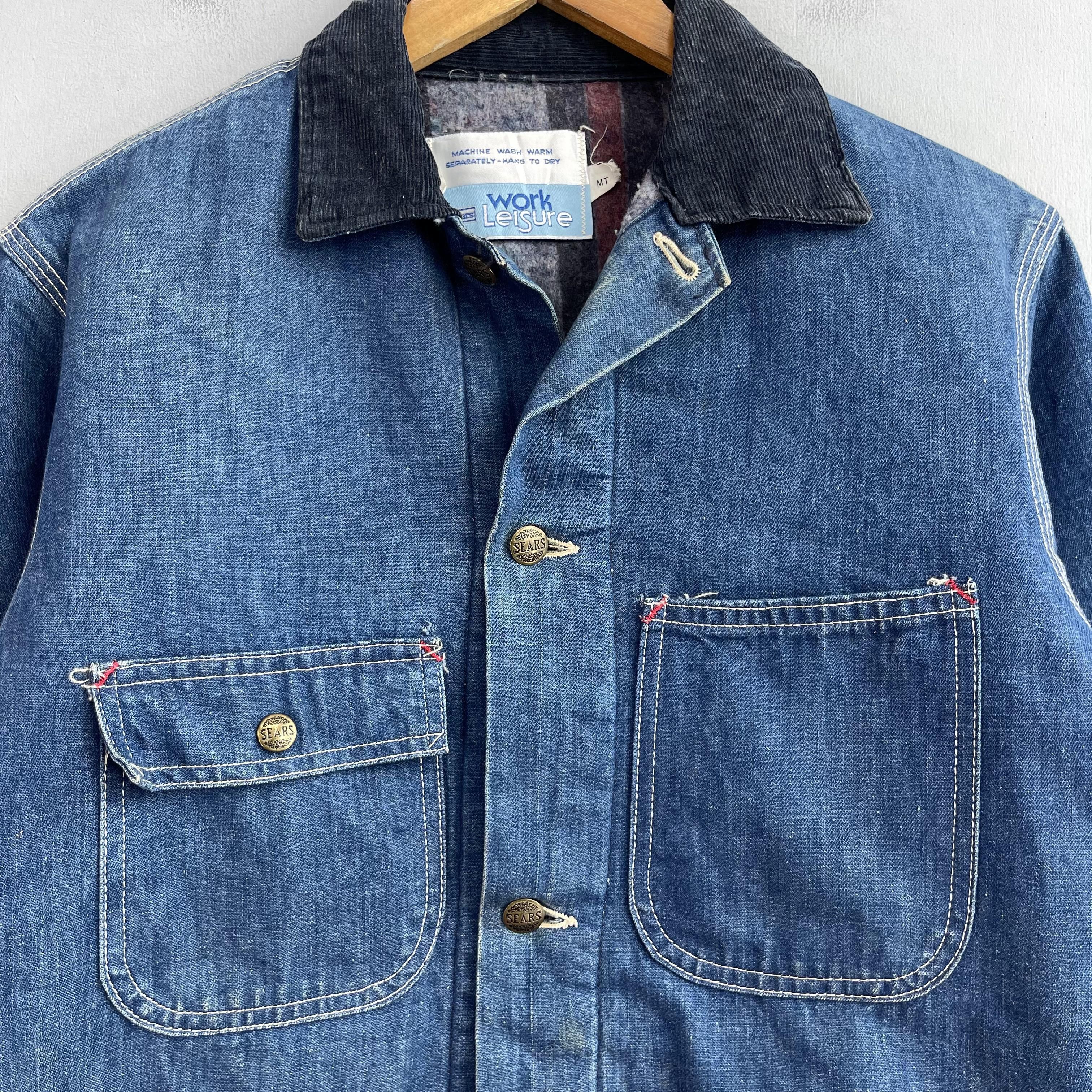 Sears Vintage 80's SEARS Chore Blanket Lined Denim Workers Jacket Size US M / EU 48-50 / 2 - 2 Thumbnail