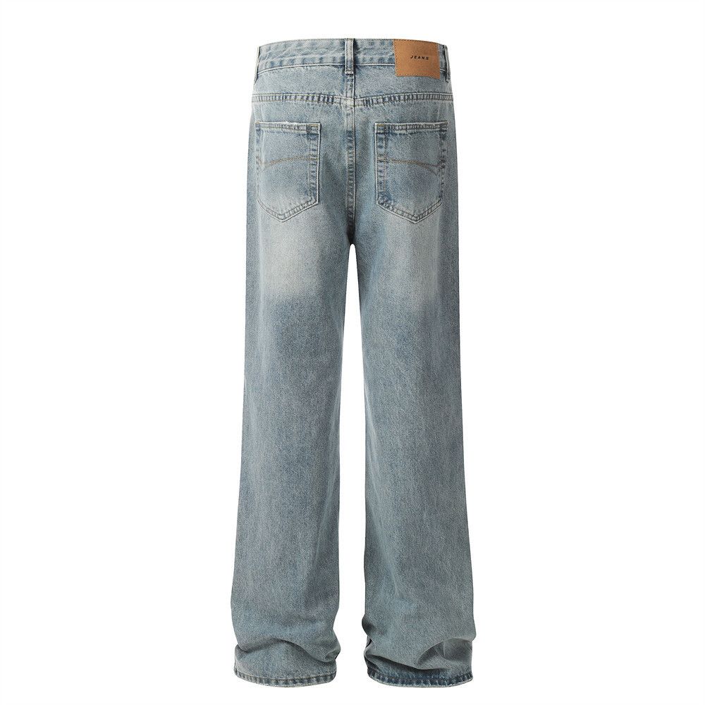 Japanese Brand × Jean Casual distressed wide-leg straight jeans Size US 33 - 3 Thumbnail