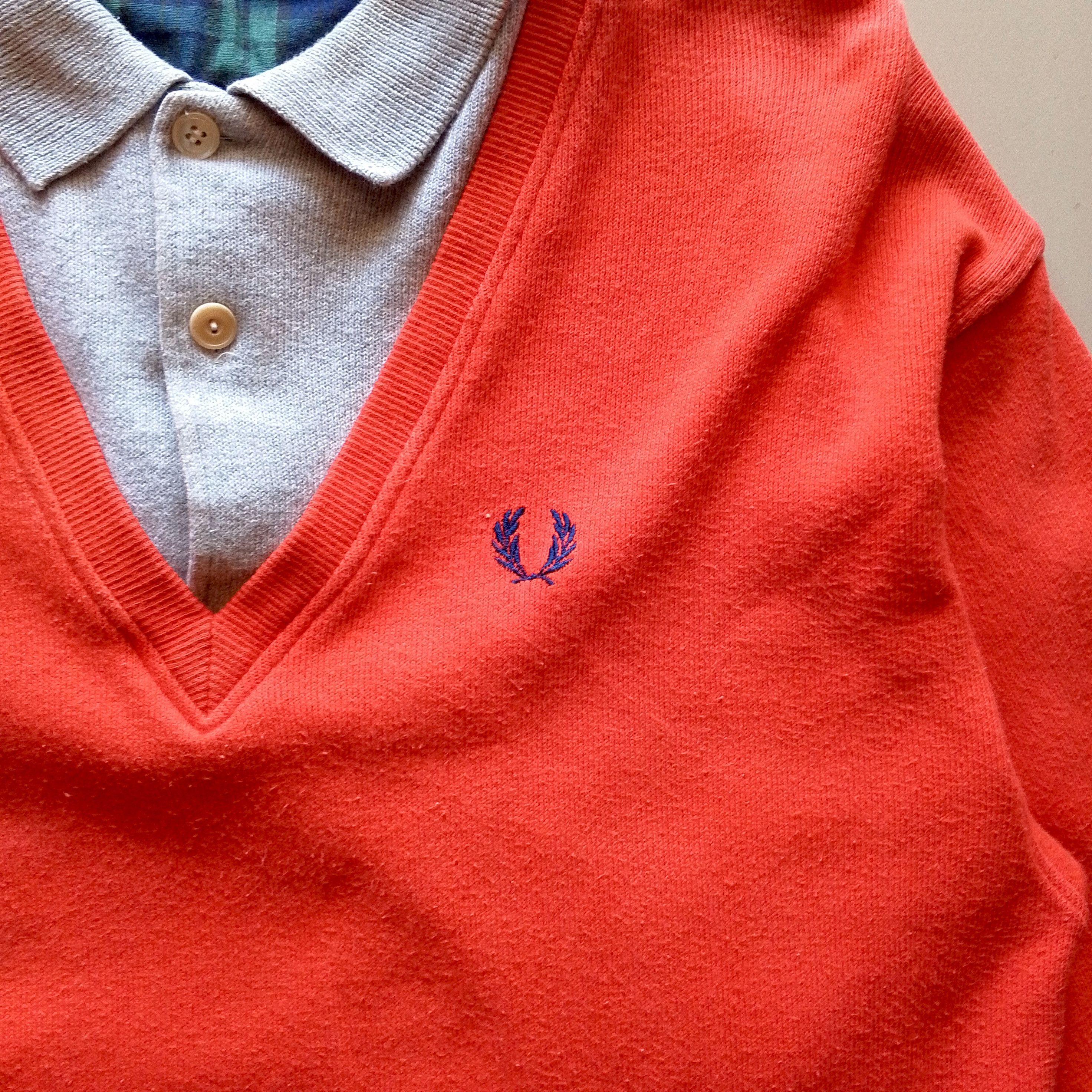 Fred Perry Rare Fred Perry V Neck Jumper included Collar Knitwear Size US M / EU 48-50 / 2 - 4 Thumbnail