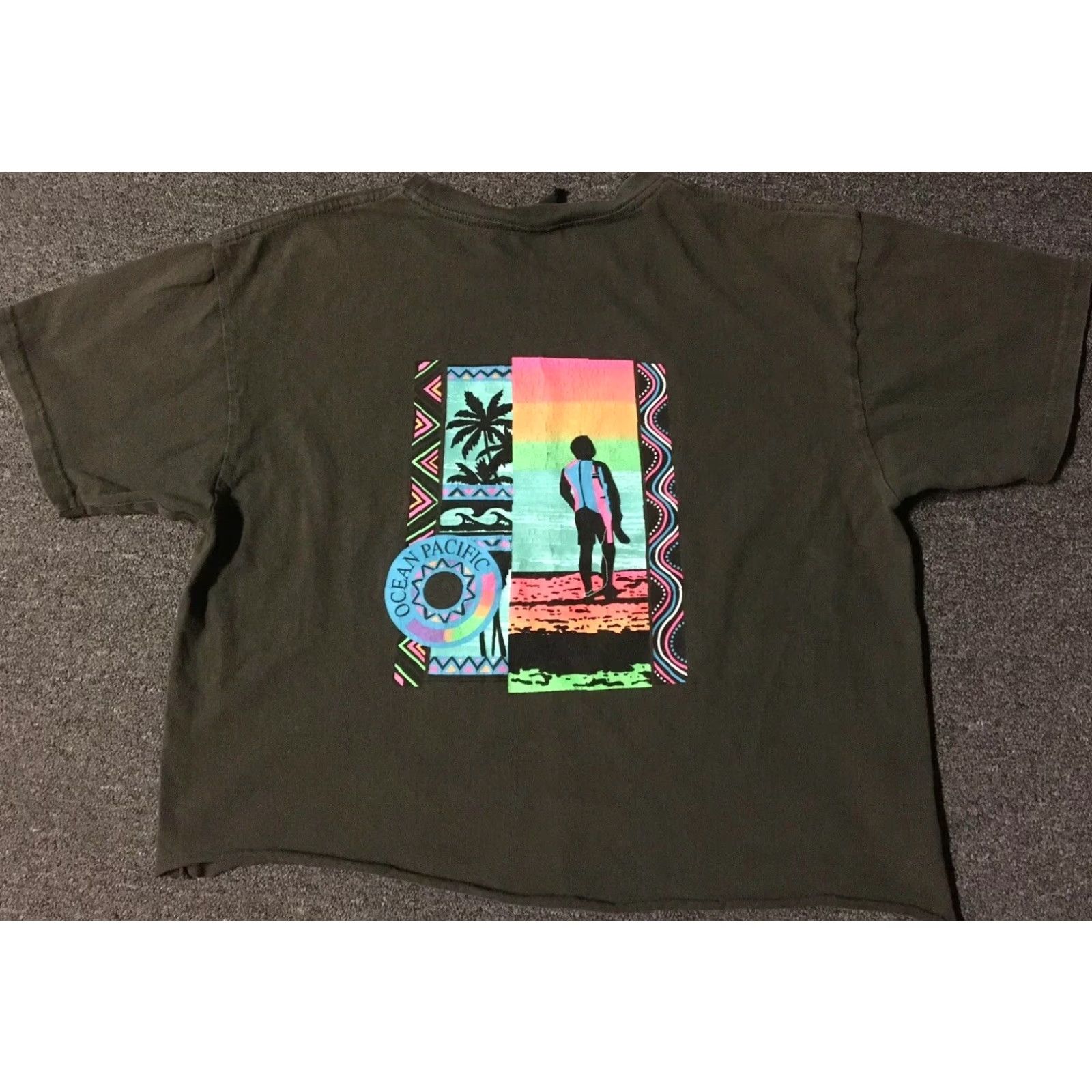 Ocean Pacific VINTAGE Ocean Pacific Crop Shirt Womens Large Black Cropped Surf Beach 90s Ocean Pacific Hawaii North Shore Waves Surf Shippable Fireworks Size L / US 10 / IT 46 - 2 Thumbnail
