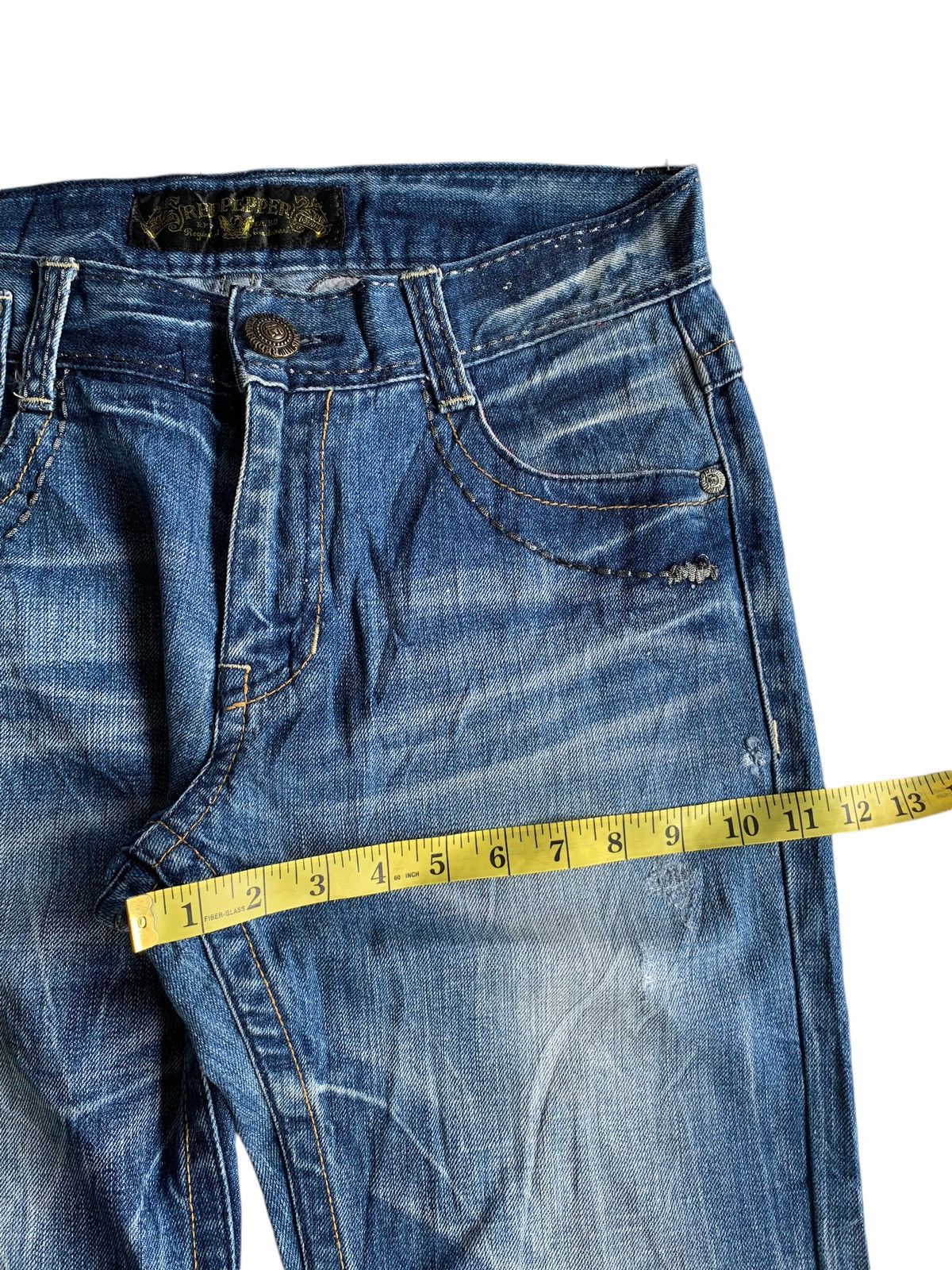If Six Was Nine × Le Grande Bleu (L.G.B.) RED PEPPER JAPANES FADED & RUSTY PUNK STYLE DISTRESSED DENIM Size US 34 / EU 50 - 23 Thumbnail
