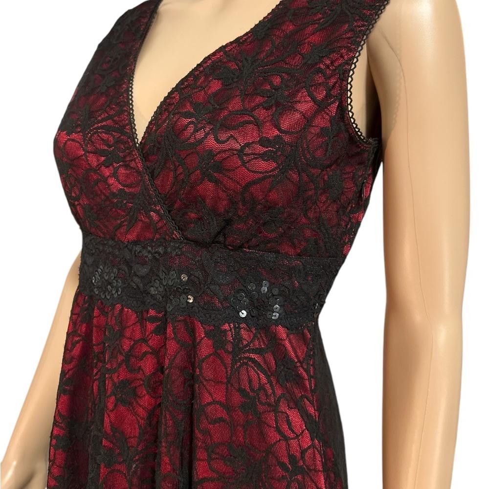 Designer Elegant Black and Red Lace Dress Size M / US 6-8 / IT 42-44 - 3 Thumbnail