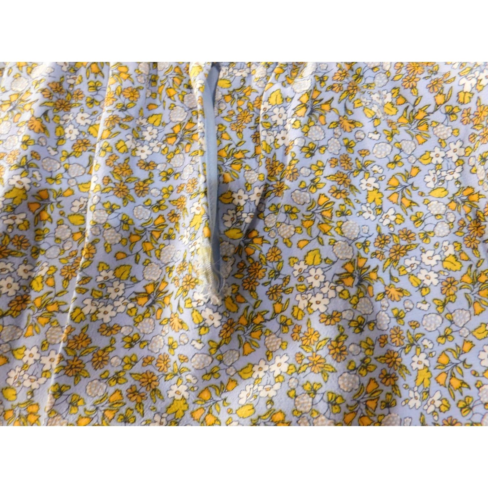 Ann Taylor Ann Taylor Dress Womens Large Blue Floral Lined Ruffles Pullover A-Line Knee Length Casual Crew Neck Polyester Rayon Straps Size L / US 10 / IT 46 - 4 Thumbnail