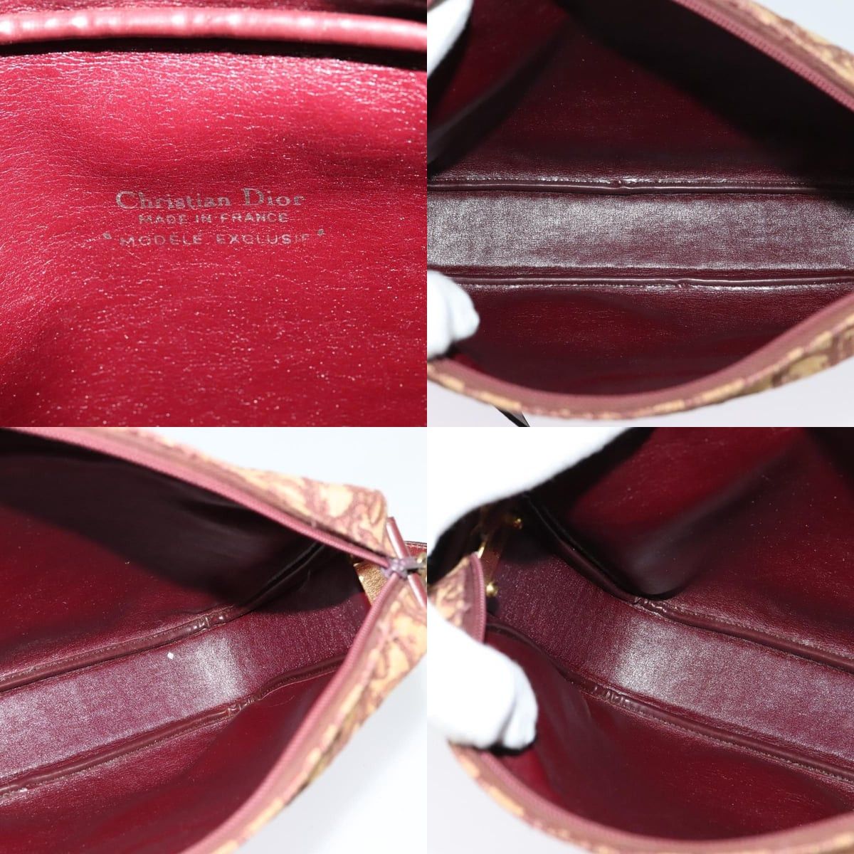 Dior DIOR Trotter Canvas Shoulder Bag Red Gold Size ONE SIZE - 11 Thumbnail
