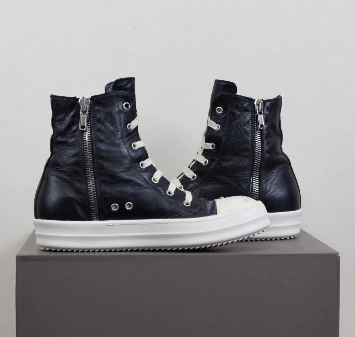 Rick Owens Rick Owens Mainline 16FW Leather High-Top Sneakers Size US 7.5 / EU 40-41 - 4 Thumbnail