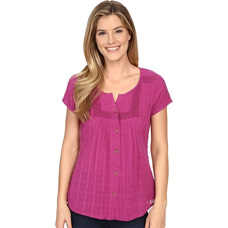 Prana Prana Lucy Gauzy Organic Cotton Short Sleeve Top Fuchsia XS Size XS / US 0-2 / IT 36-38 - 1 Thumbnail