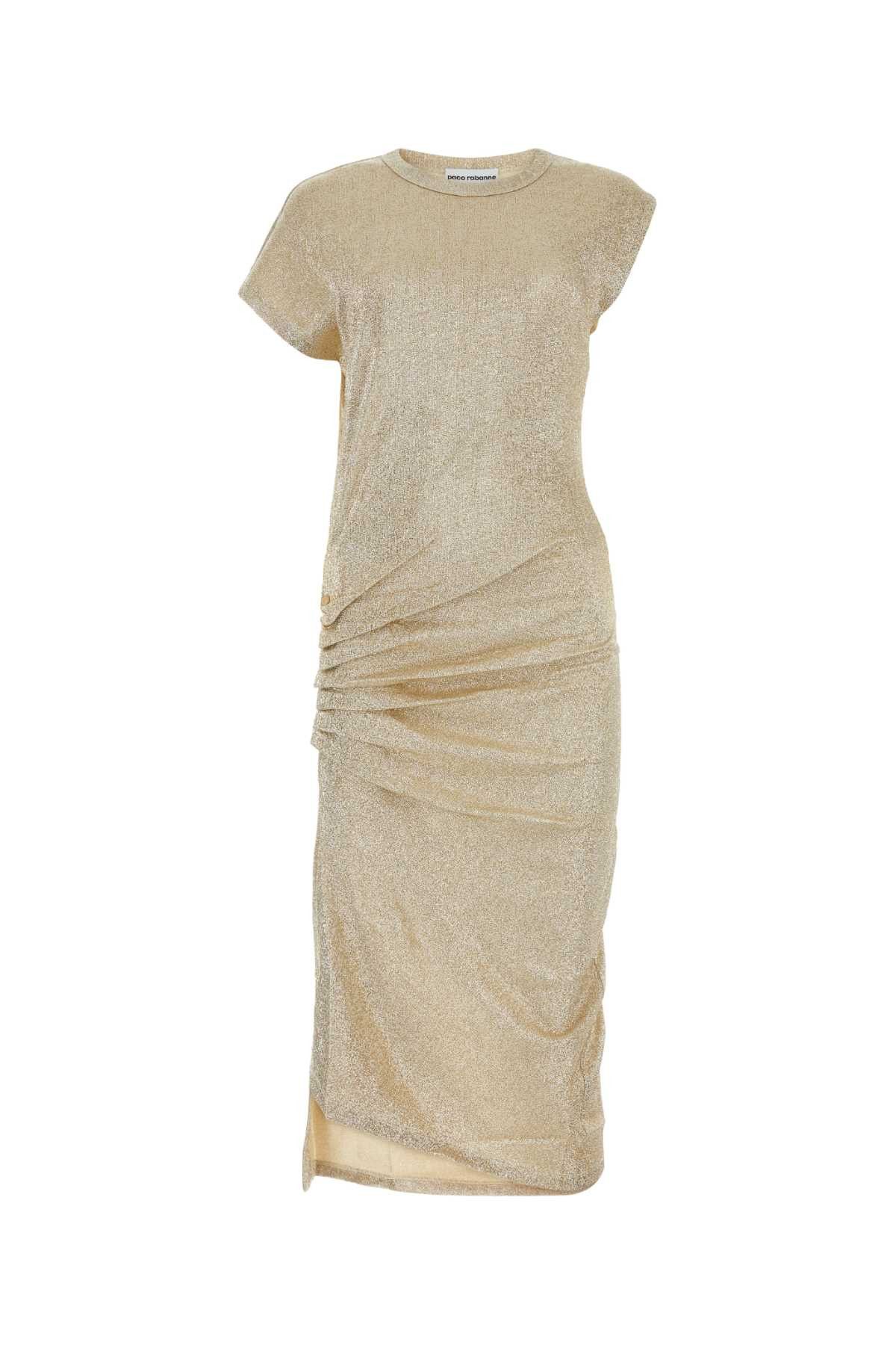 image of Paco Rabanne Gold Stretch Viscose Blend Dress, Women's (Size XS)