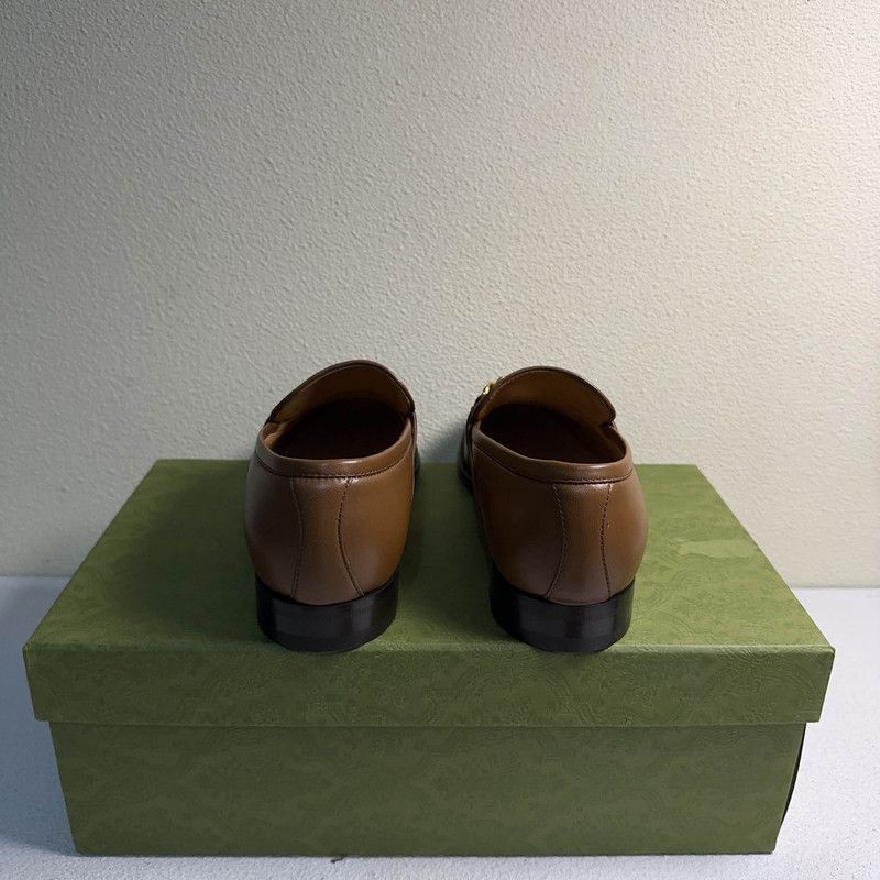 Gucci Gucci Brown Leather Interlocking Loafers for Men - Size US 7 / EU 40 - 3 Thumbnail