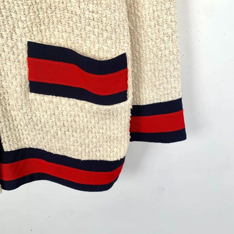 Gucci GucciBeige pearl buckle striped cotton V-neck long-sleeved Size XXS / US 00 / IT 34 - 5 Thumbnail