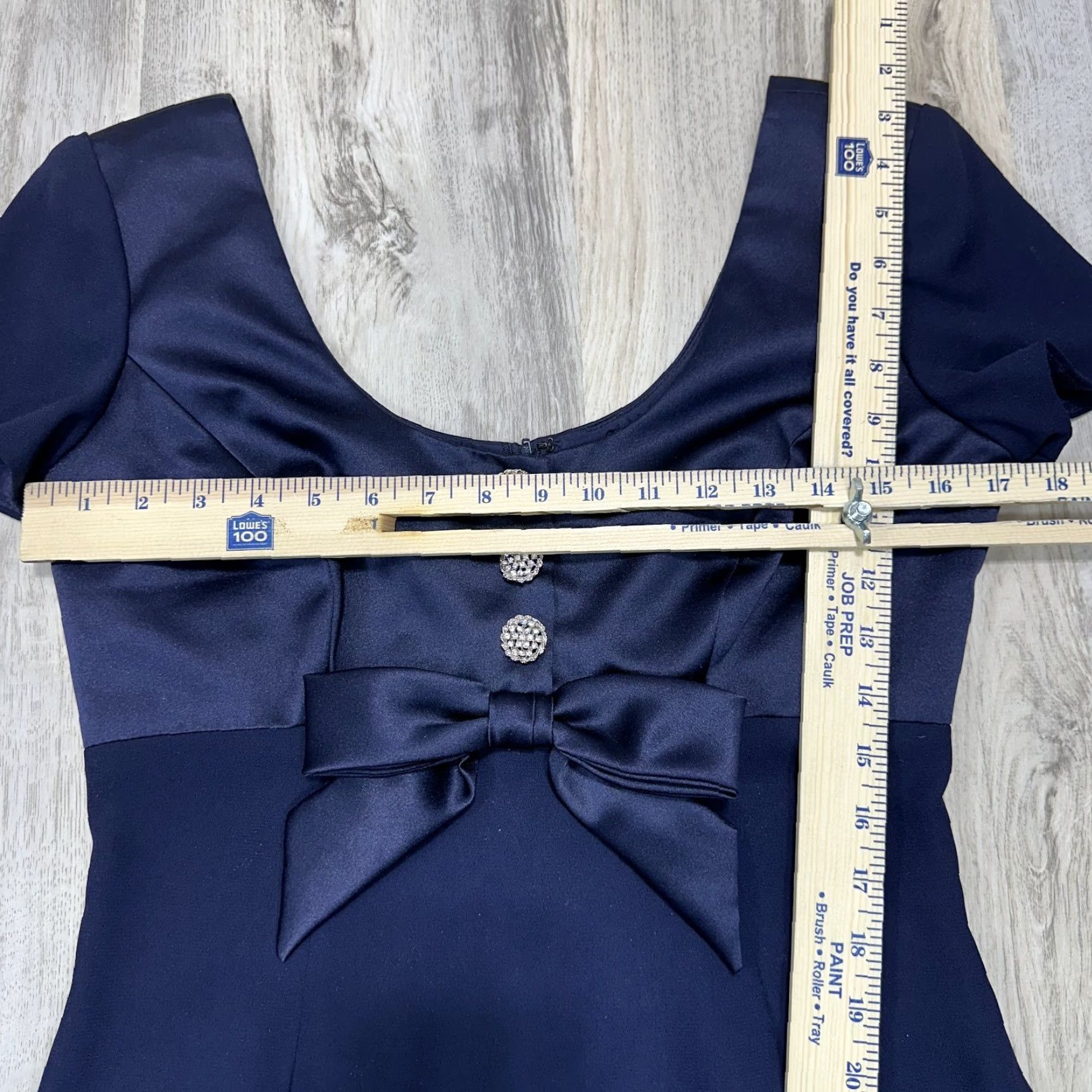 Vintage En Francais Blue Bodycon Dress Short Sleeve Bow Button Accent Lined Cocktail Sz 6 Womens Size M / US 6-8 / IT 42-44 - 2 Thumbnail