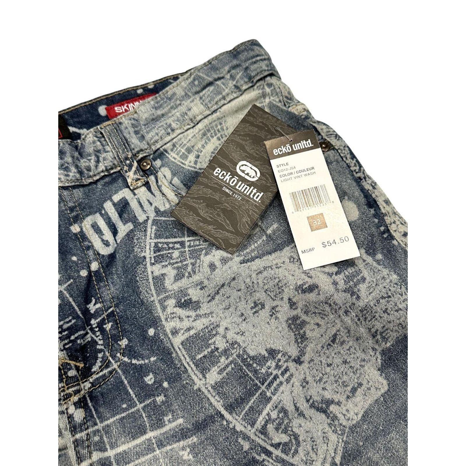 Ecko Unltd. Ecko Unltd Men's All Over Print Skinny Fit Denim Jeans Size US 34 / EU 50 - 3 Thumbnail