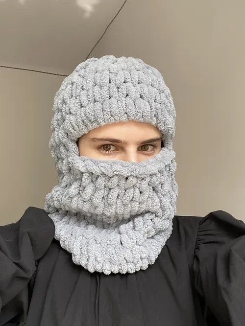 Handmade × Japanese Brand Handmade Plush Knitted Balaclava Ski Mask Bunny Rabbit Style Size ONE SIZE - 1 Thumbnail