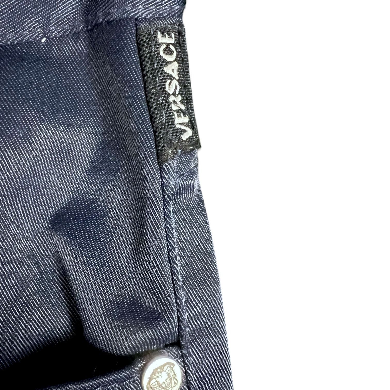 Versace Men's Vintage Y2K Versace Couture Navy Coated Jeans 29W 31L Size US 33 - 4 Thumbnail