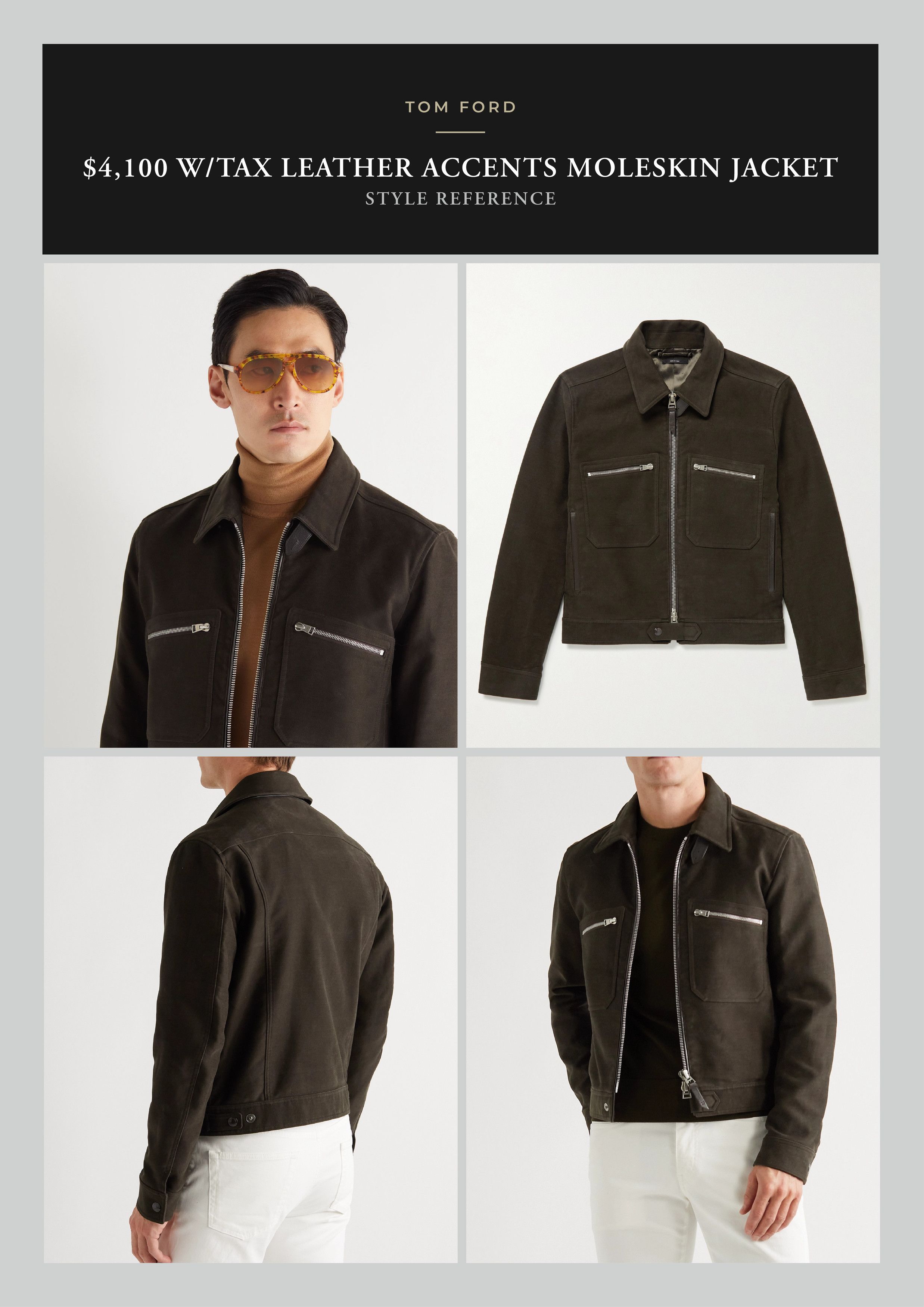 Tom Ford Coveted Ultra-Rare $4,100 w/tax Moleskin Leather Accents Size US M / EU 48-50 / 2 - 8 Thumbnail
