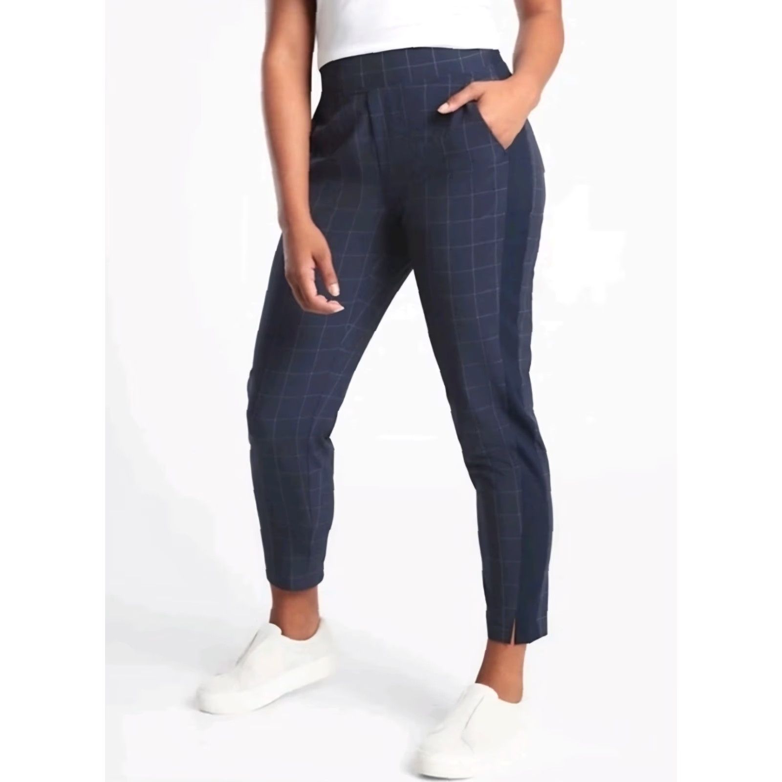 Athleta Athleta Plaid Brooklyn Ankle Pants navy blue Womens Size 6 Size 28" / US 6 / IT 42 - 2 Thumbnail