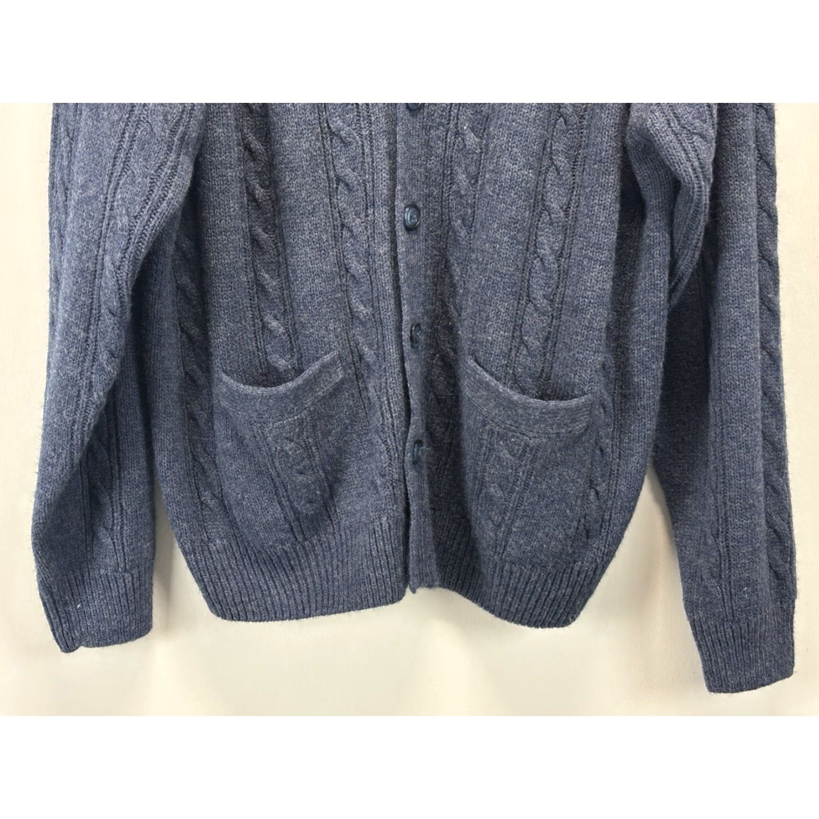 X-LARGE VINTAGE TownCraft Cardigan Sweater XL Mens Blue Cable Knit Fisherman Grunge Size US XL / EU 56 / 4 - 3 Thumbnail