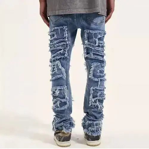 Jean Distressed Blue Denim Jeans Size US 34 / EU 50 - 3 Thumbnail