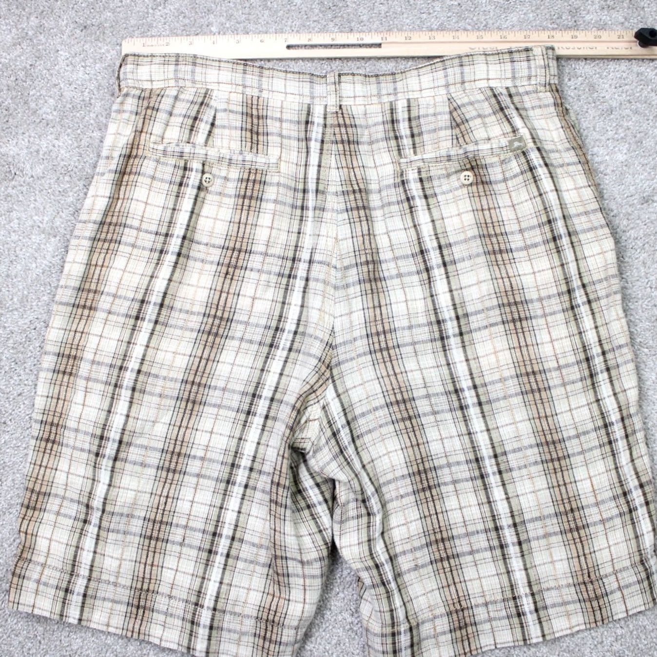 Tommy Bahama Tommy Bahama Shorts Mens 36 Brown Plaid 100% Linen 11" Flat Front Preppy Casual Clothing Size US 36 / EU 52 - 5 Thumbnail