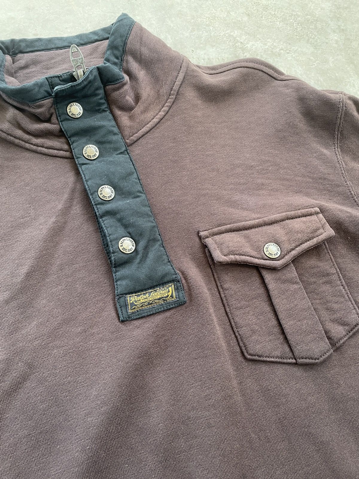 Polo Ralph Lauren × Vintage VINTAGE POLO RALPH LAUREN SUN FADED TALON BUTTON SWEATSHIRT Size US L / EU 52-54 / 3 - 3 Thumbnail