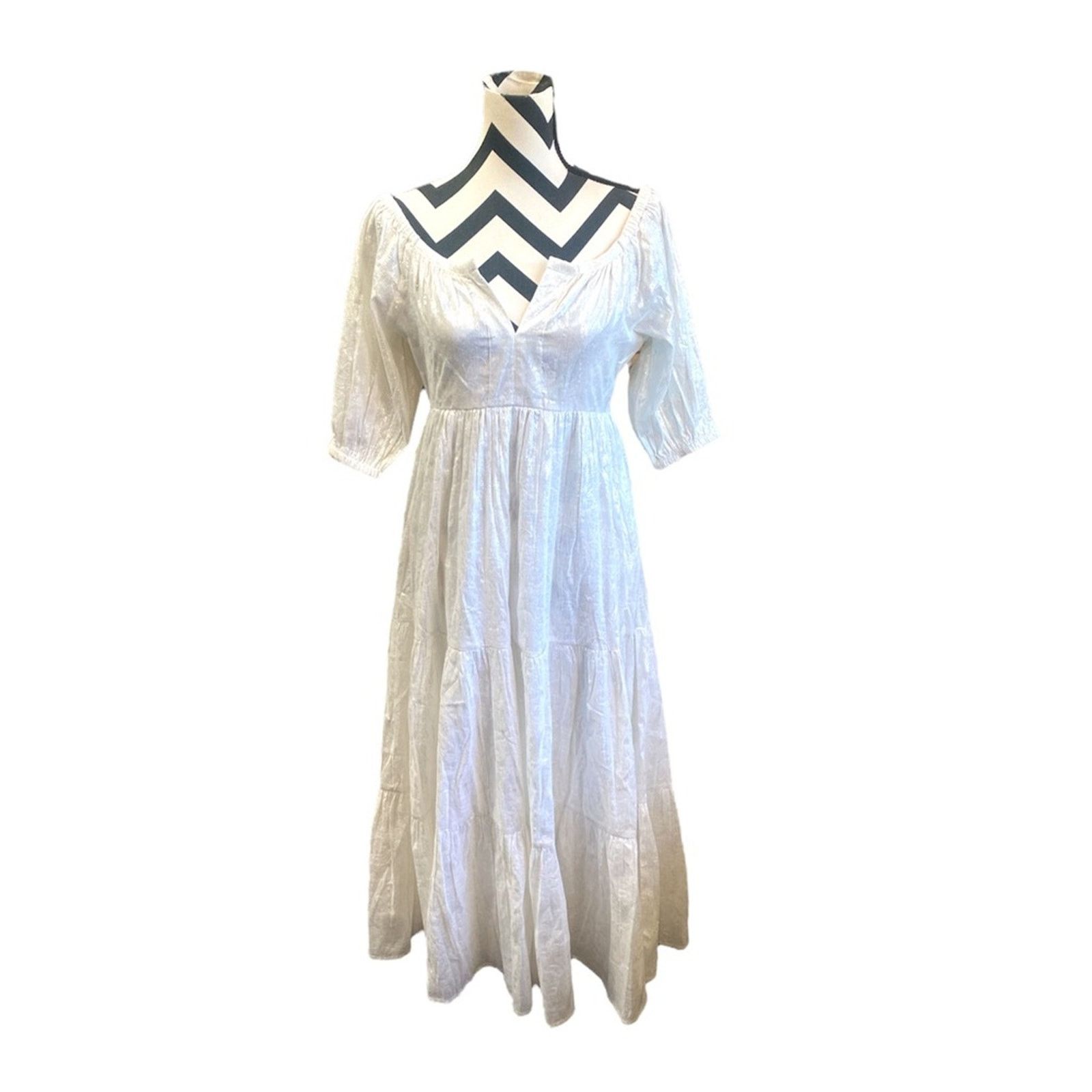 Other Roller Rabbit Zara Puff-Sleeve Maxi Dress Silver Small Size S / US 4 / IT 40 - 3 Thumbnail