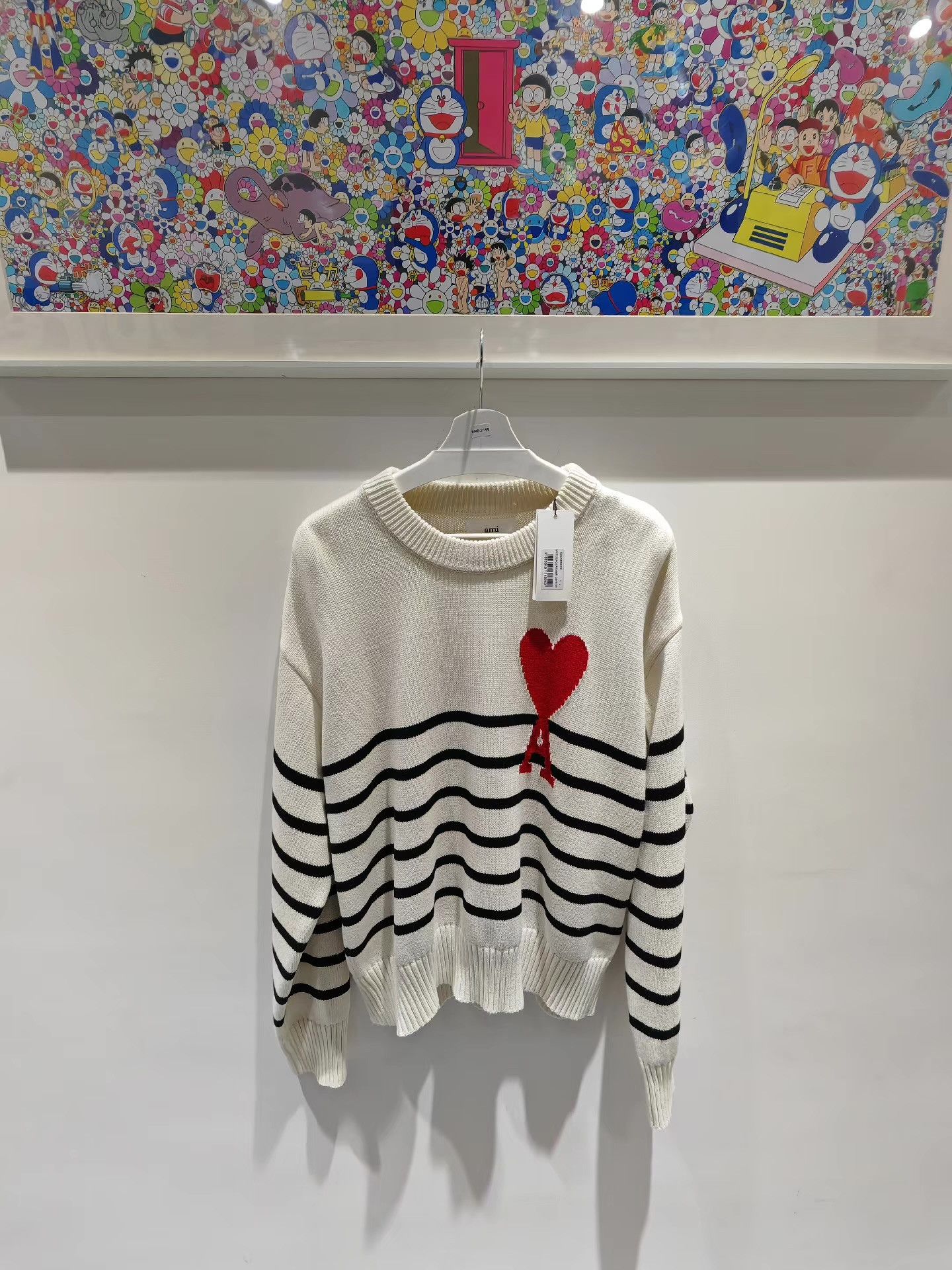 AMI AMI Heart Logo Striped Crew Neck Sweater Q15 Size US L / EU 52-54 / 3 - 1 Thumbnail
