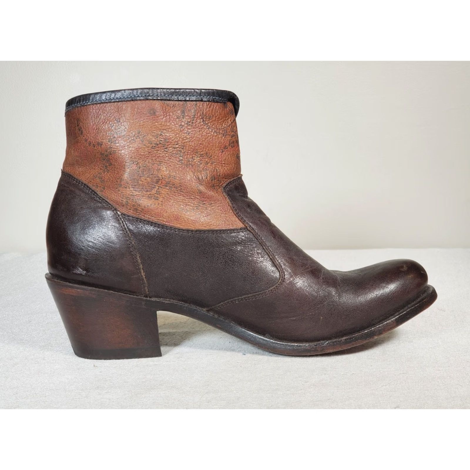 Vintage J.B. Dillon Western Ankle Boots Outside Zip JBW1801 Brown Leather Women's US 10 B Size US 10 / IT 40 - 4 Thumbnail