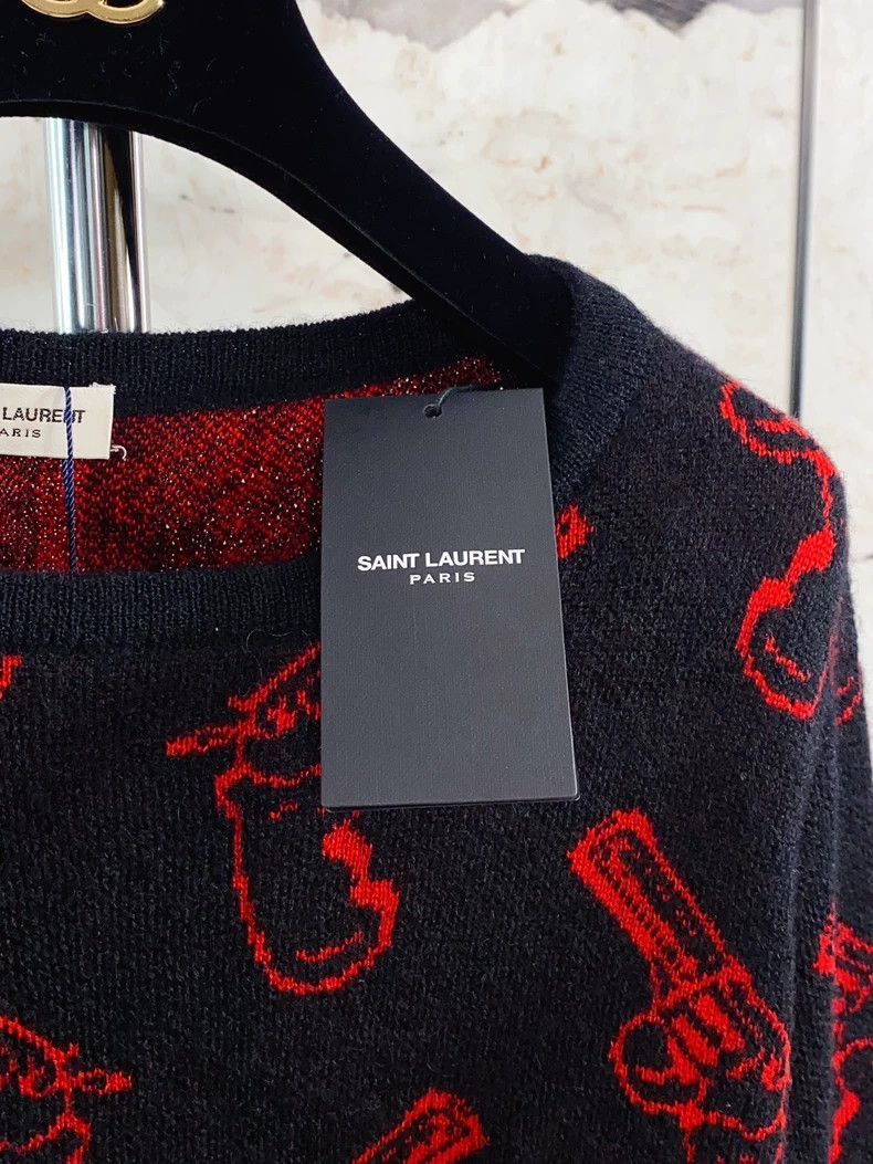Saint Laurent Paris Saint Laurent Paris Red pistol printed wool knitted sweater Size US L / EU 52-54 / 3 - 7 Thumbnail