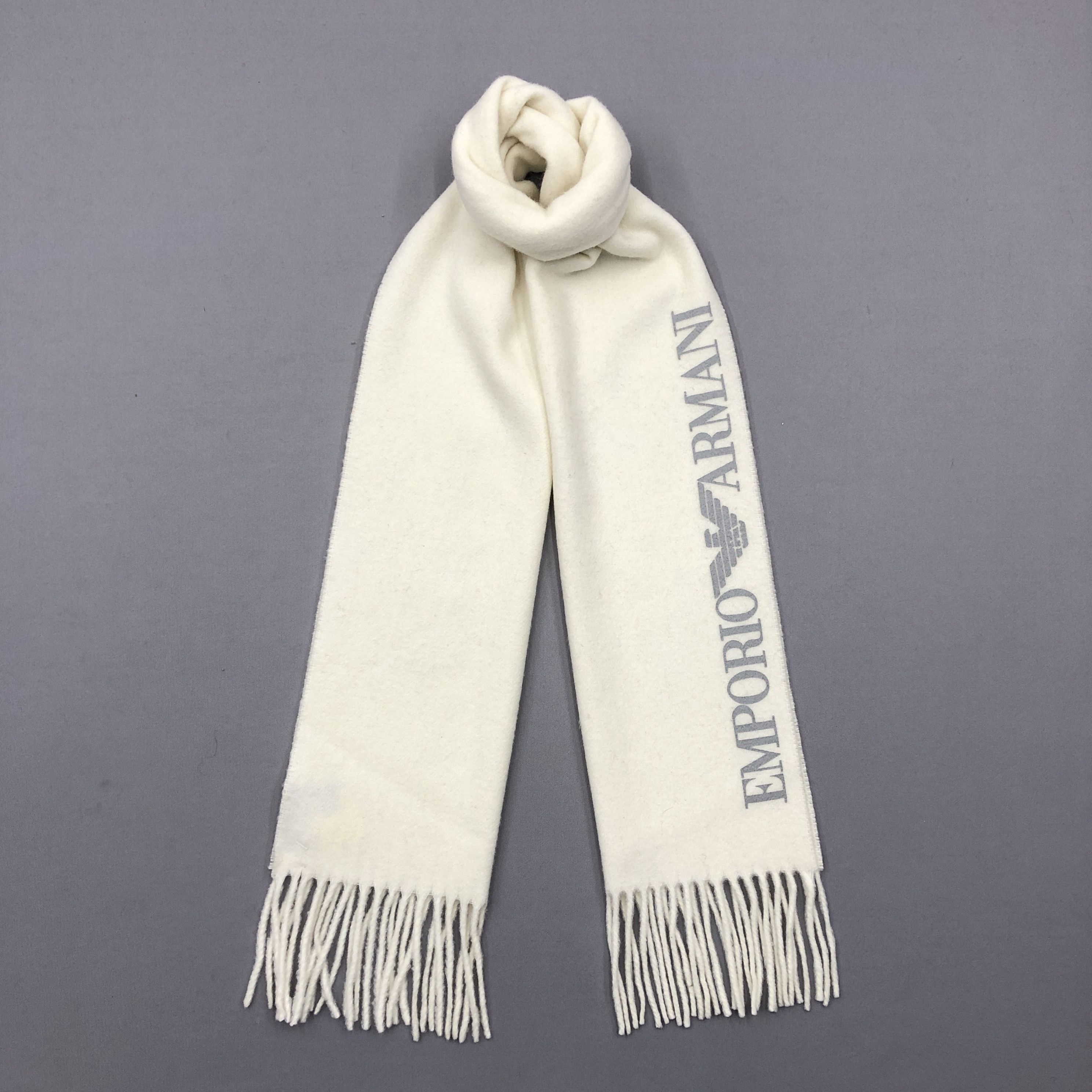 Emporio Armani × Vintage Vintage Emporio Armani Scarf Muffler Wool Cashmere Scarves Size ONE SIZE - 1 Thumbnail