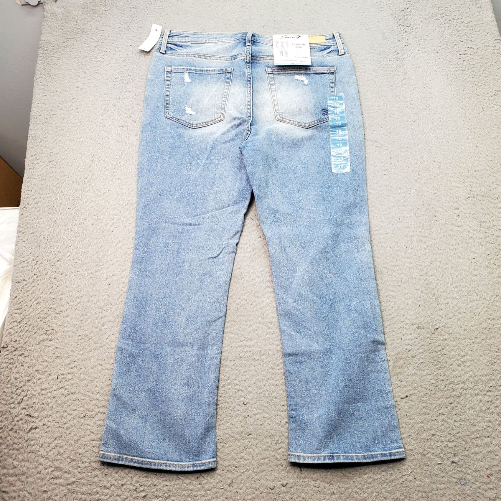 Vintage Seven7 Straight Jeans Womens 10 Blue Denim Stretch Light Wash High Rise Outdoor Jeans Size 32" / US 10 / IT 46 - 2 Thumbnail
