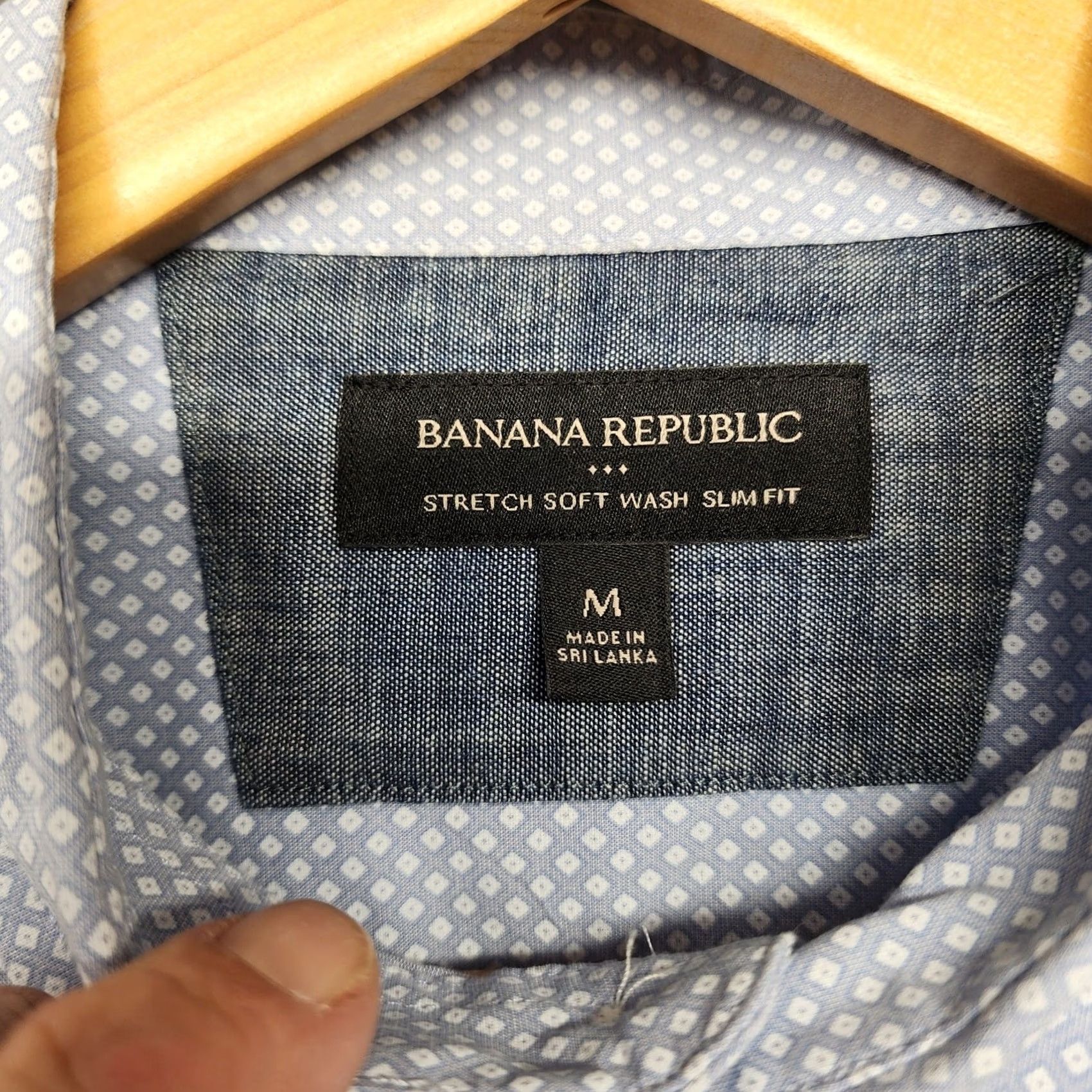 Banana Republic Banana Republic Shirt Mens Medium Slim Fit Blue Geometric Soft Wash Stretch Size US M / EU 48-50 / 2 - 3 Thumbnail