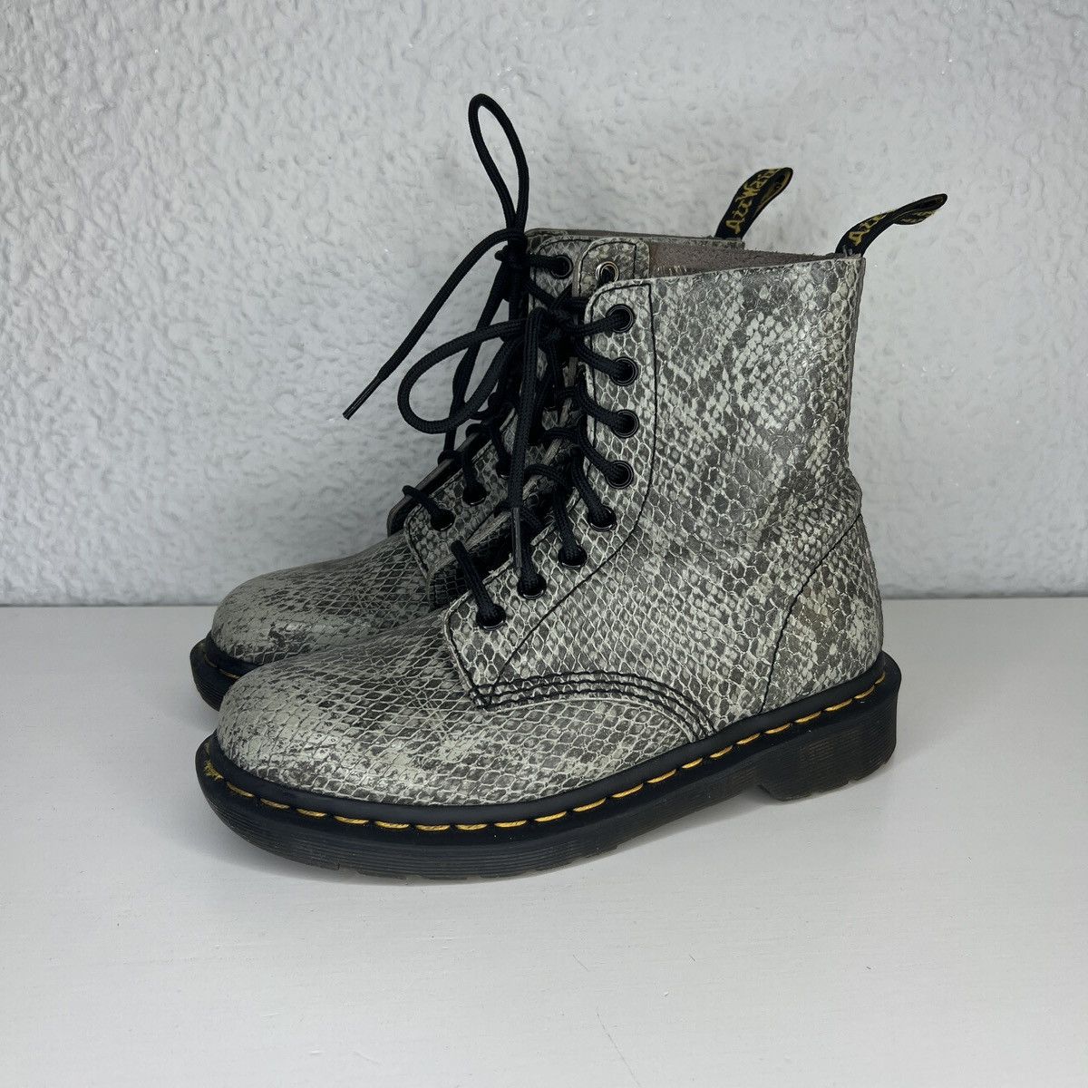 Dr. Martens × Vintage Dr Martens 1460 Pascal Snake Skin Pattern Print Shoes Boots Size US 6 / IT 36 - 1 Thumbnail
