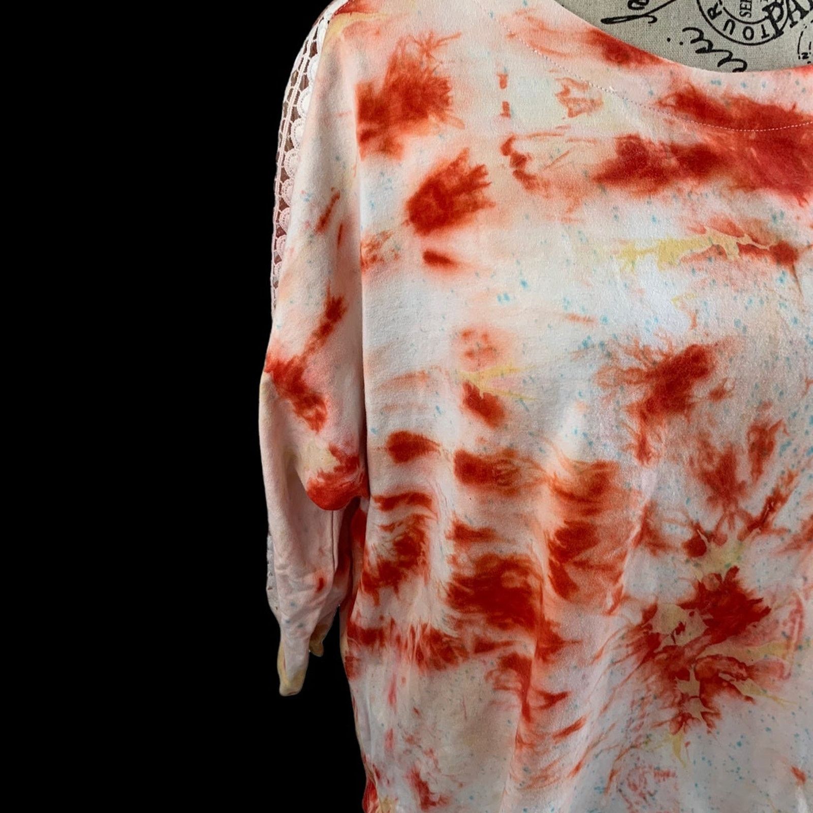 Izod *IZOD Women's Size 2X Tunic Top Tie Dye Cotton Lace Detail Size XXL / US 16-18 / IT 52-54 - 3 Thumbnail
