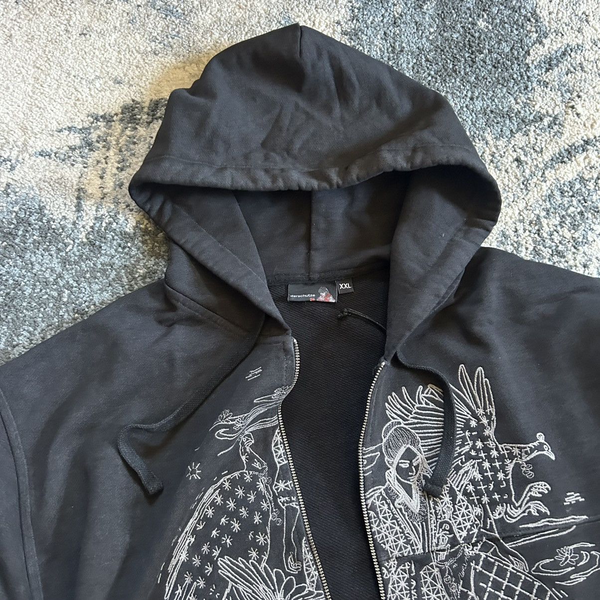 Derschutze BORO SASHiKO ZiP UP HOODiE SWEATSHiRT PATCHWORK Size US XXL / EU 58 / 5 - 2 Thumbnail