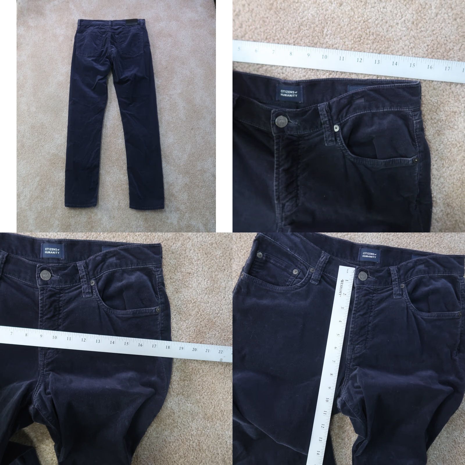 Citizens Of Humanity Citizens of Humanity Mens Pants 29x32 Blue The London Mirco-Velvet Supima Cotton Size US 29 - 8 Thumbnail