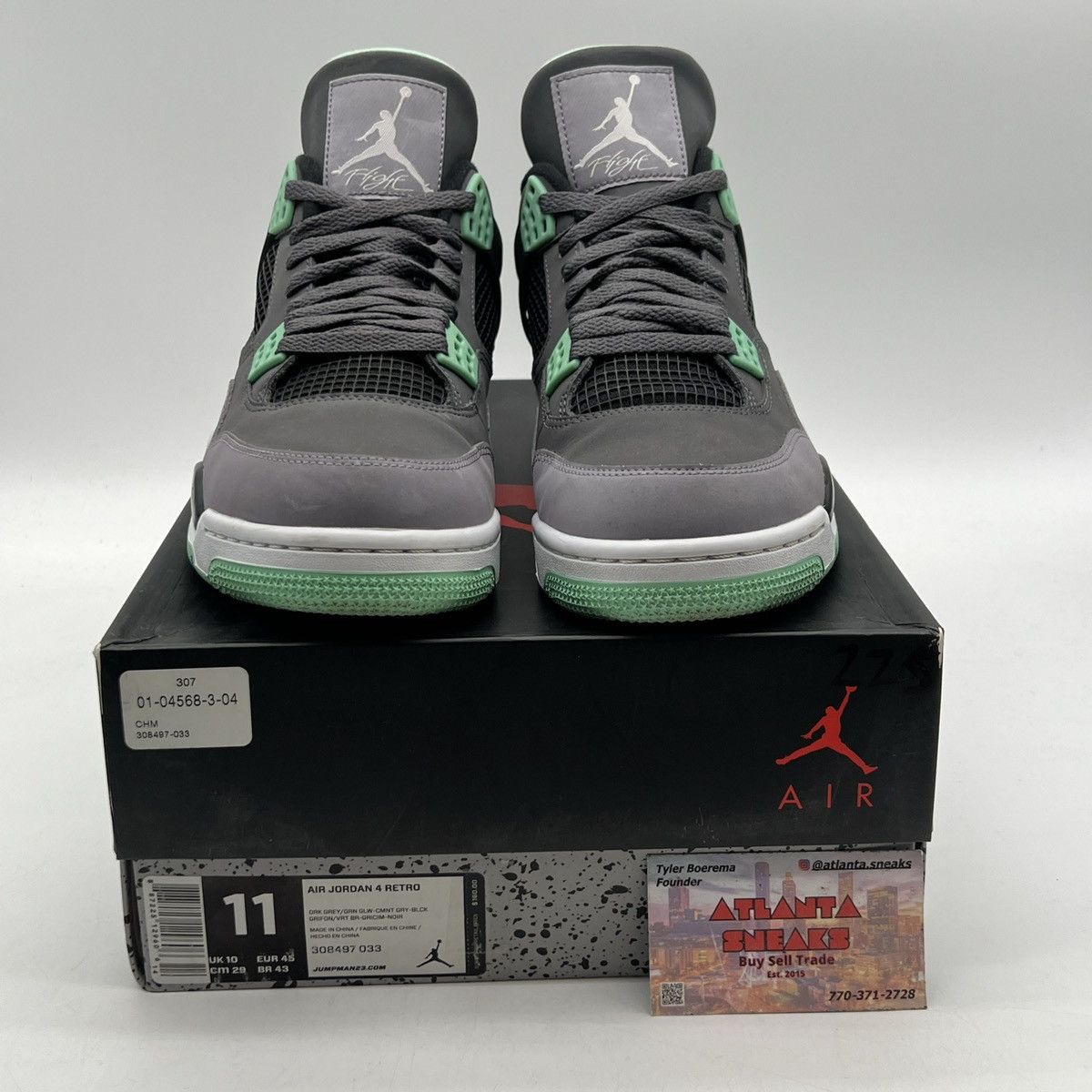 Jordan Brand Air Jordan 4 green glow Size US 11 / EU 44 - 2 Thumbnail