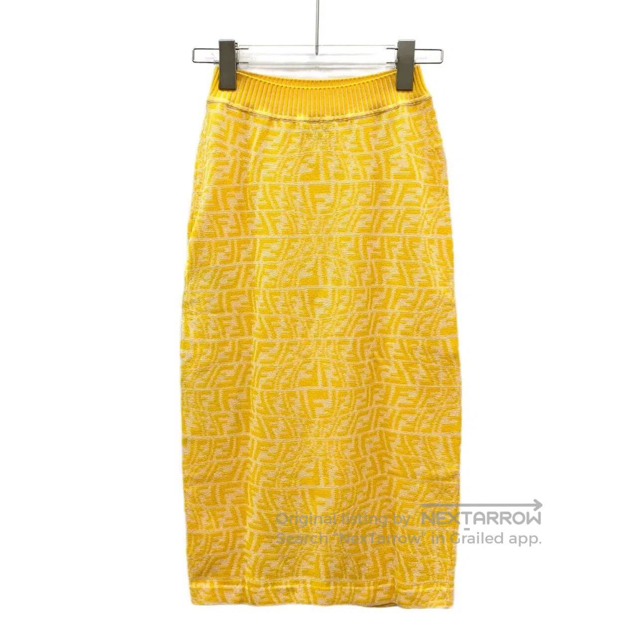 Fendi fendi yellow logo knit midi skirt. Size US 36 / EU 52 - 2 Thumbnail