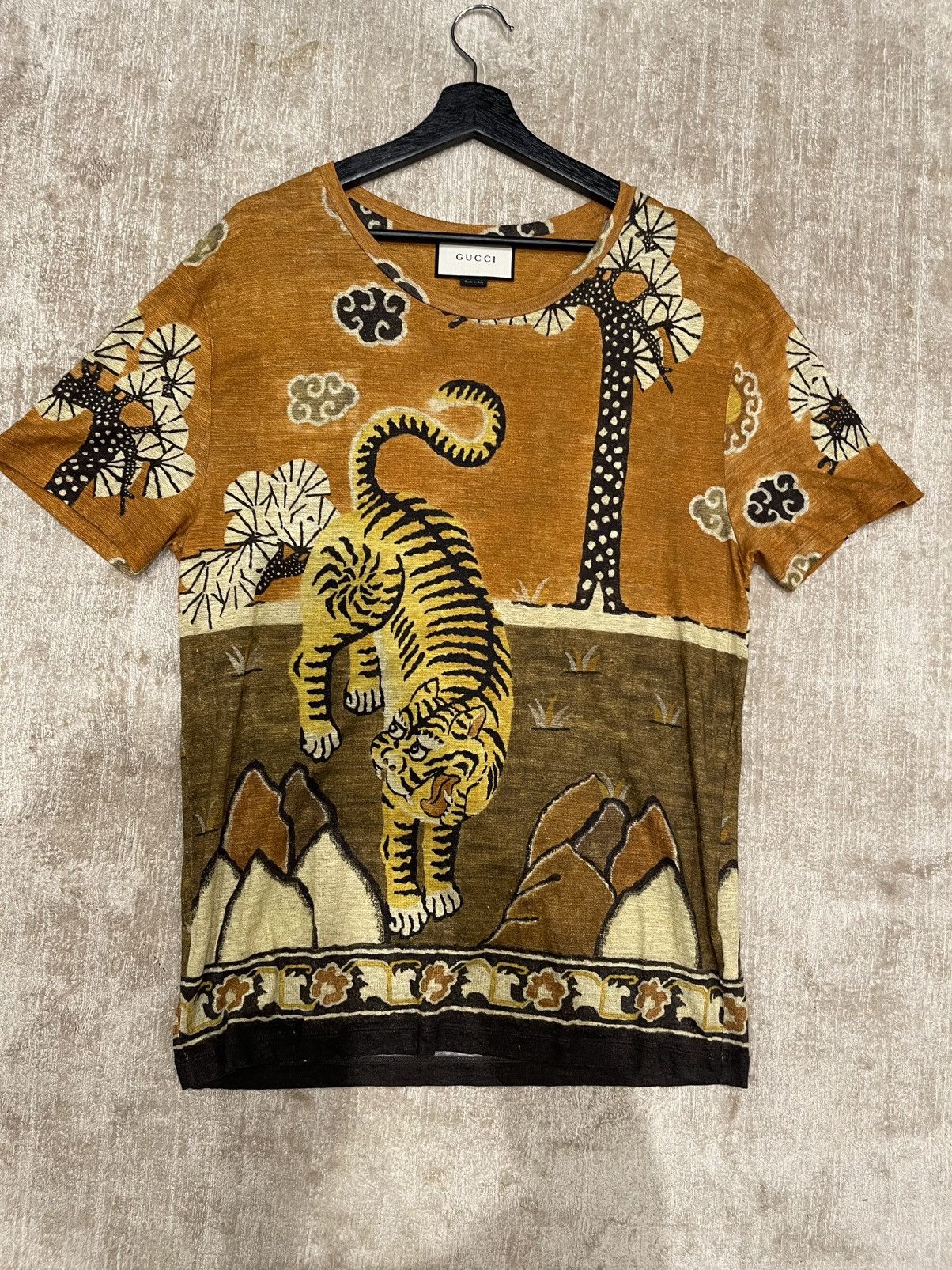 Gucci Gucci Linen Tiger TShirt Size US M / EU 48-50 / 2 - 3 Thumbnail