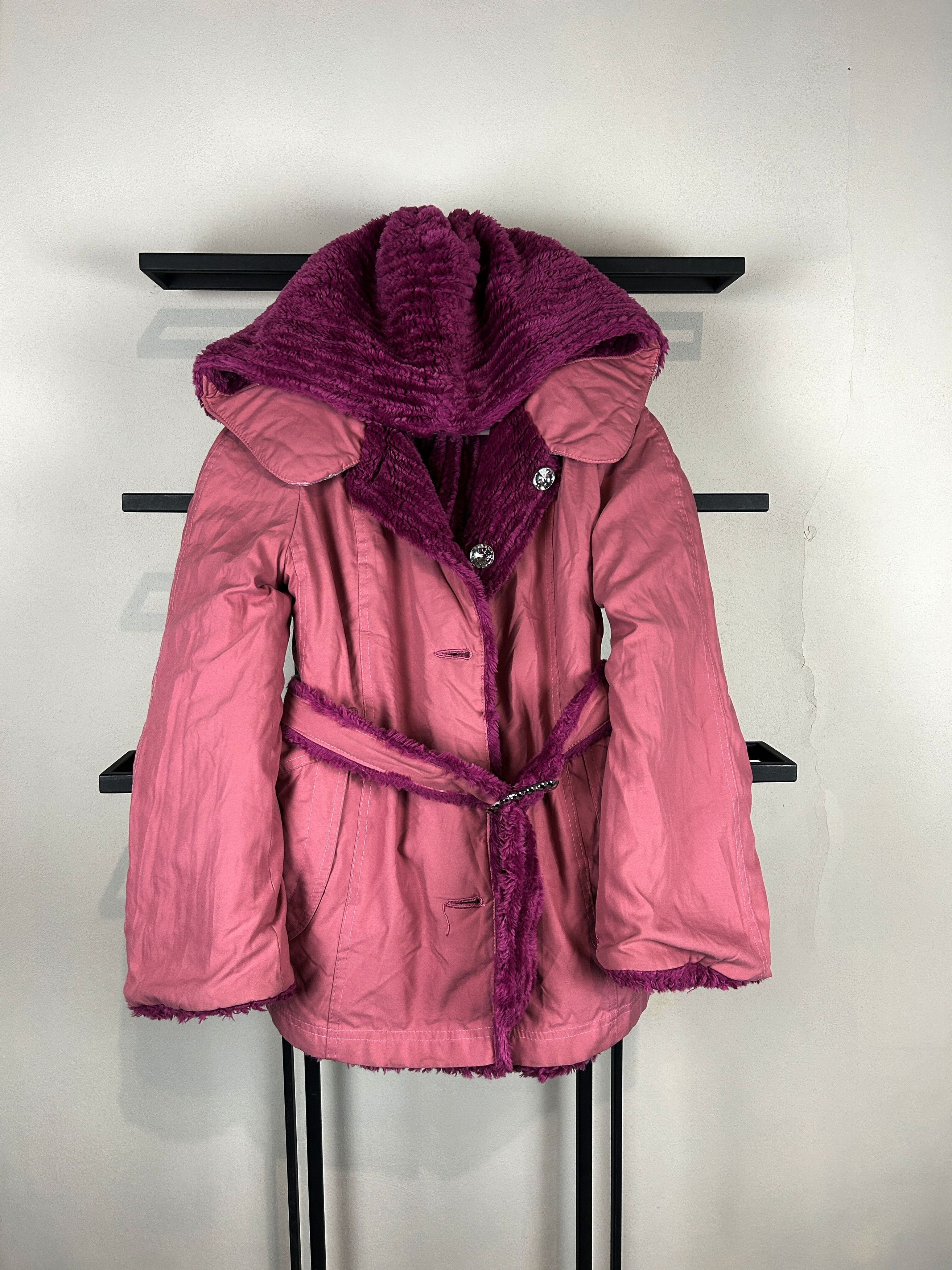 Vintage Vintage Faux Fur Hooded Coat Belted Y2K Glam Archive Style Size US S / EU 44-46 / 1 - 8 Thumbnail