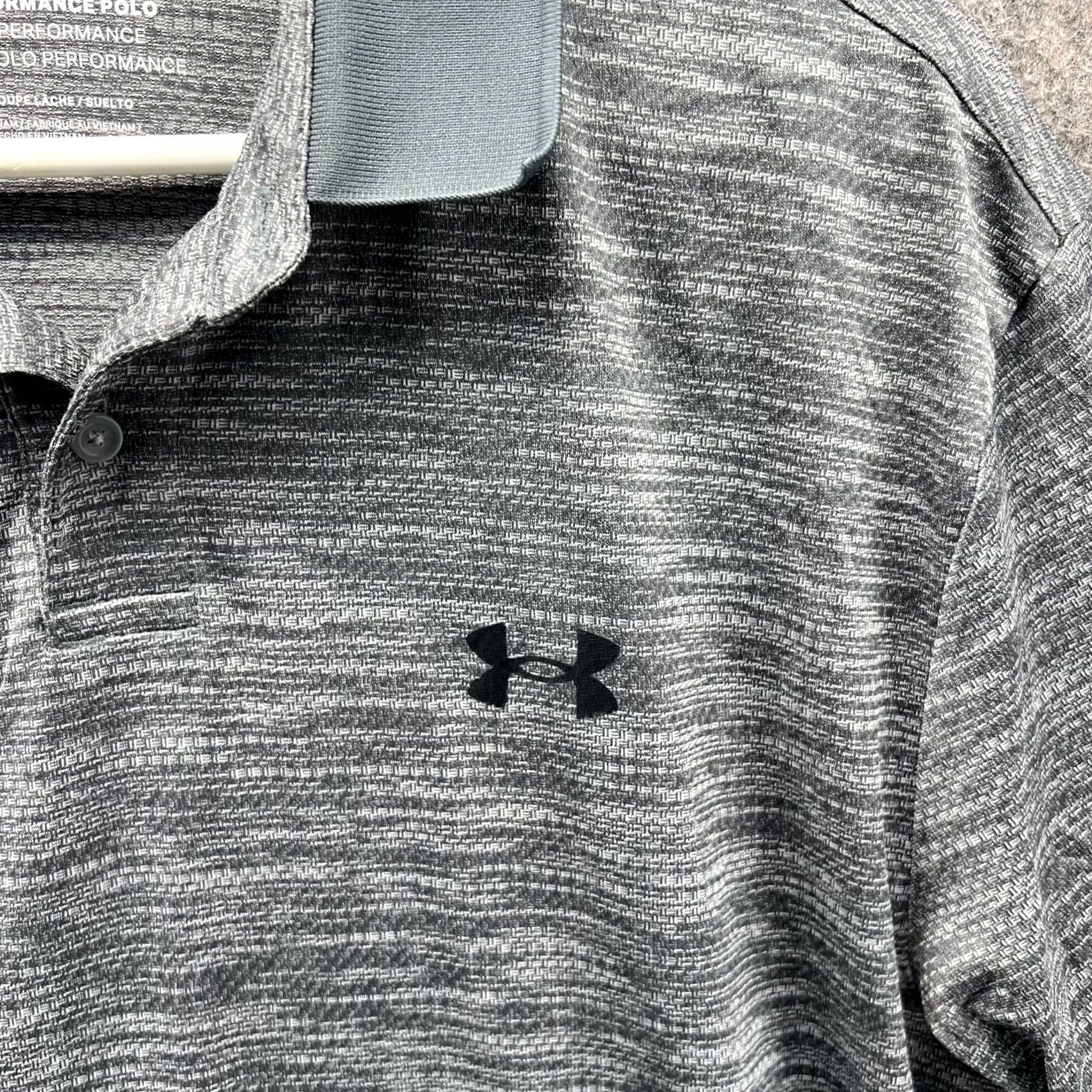 Under Armour VINTAGE Under Armour Polo Shirt Men L Gray Heather Polo Shirt Gray Mens Regular Short Sleeve Collared Button Size US L / EU 52-54 / 3 - 7 Thumbnail