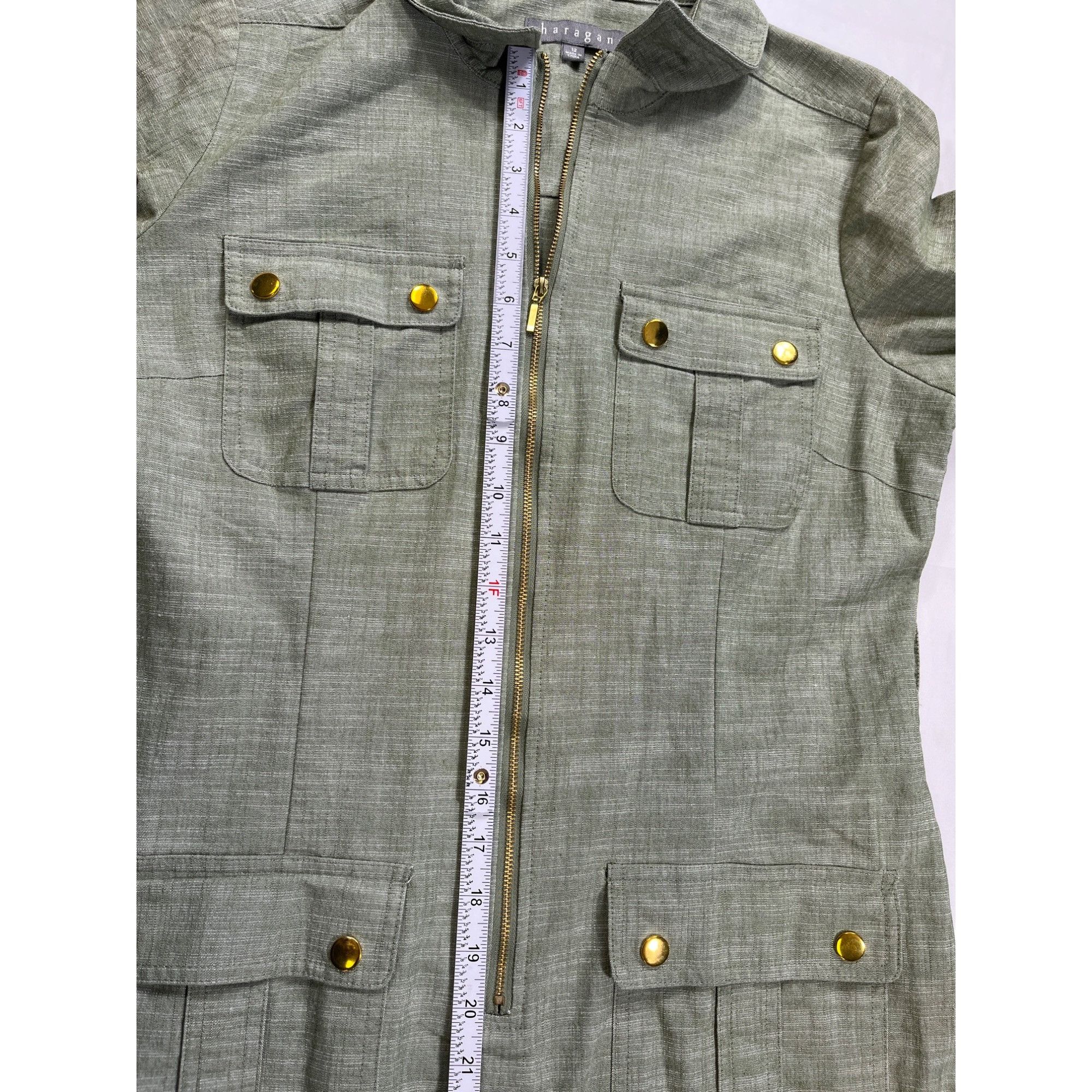 Designer Sharagano SKU 7610 Womens Olive Green Utility Dress Size 12 Size XL / US 12-14 / IT 48-50 - 12 Thumbnail