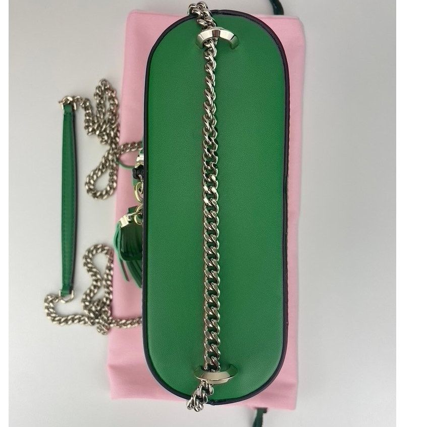Kate Spade Green Leather Straw Convertible Crossbody Chain Purse Bag Size ONE SIZE - 9 Thumbnail