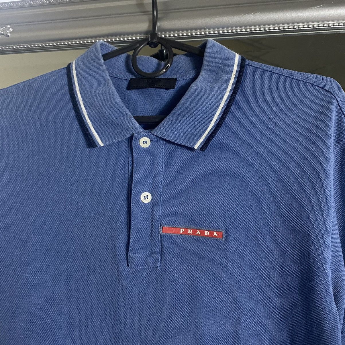 Prada polo red tab luxury rare streetwear casual chest logo