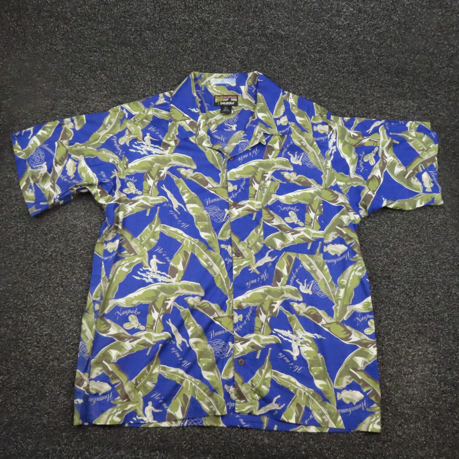 image of Vintage Patagonia Patahola Shirt Adult XL Blue Naupaka Hawaiian Button Up Mens in White