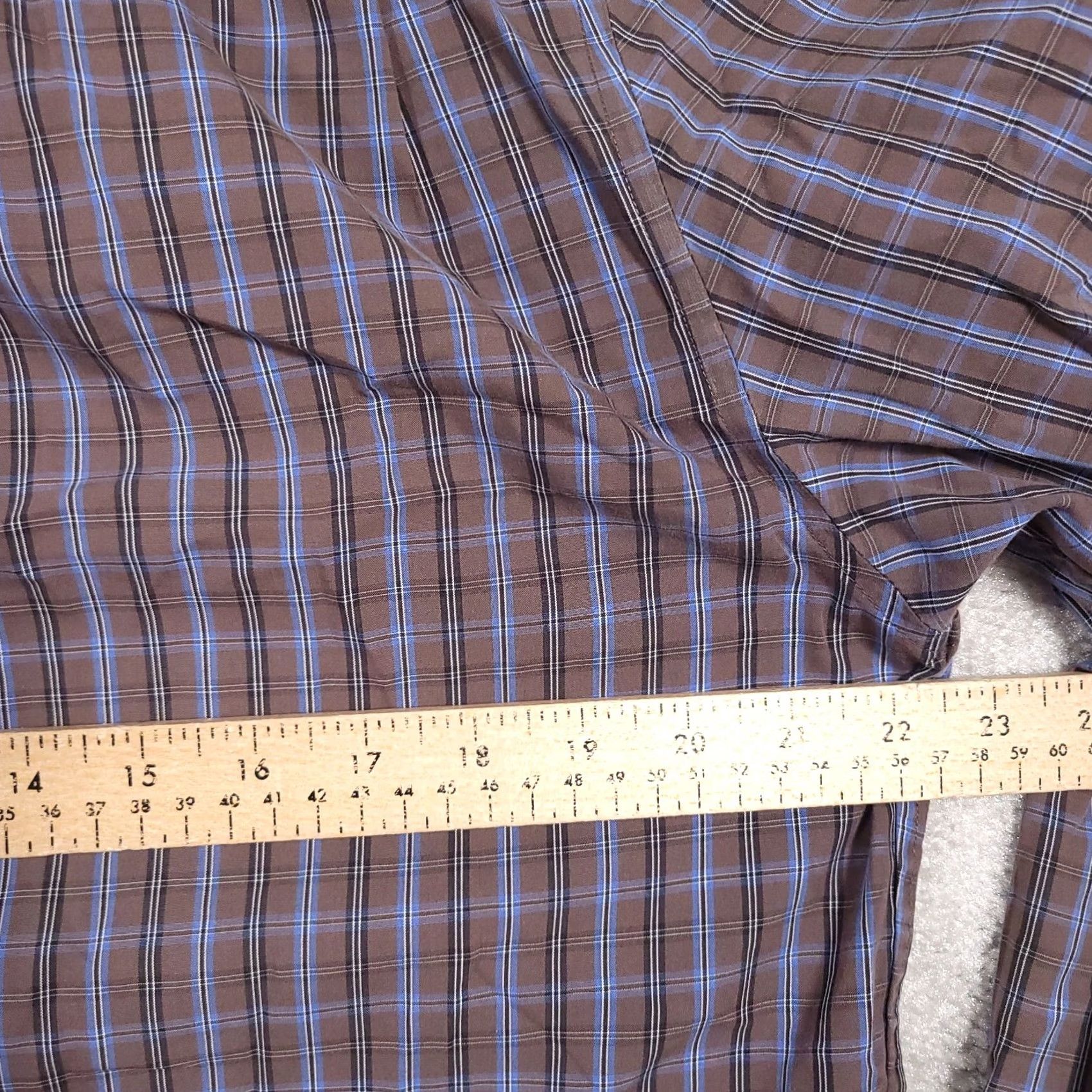 Gap Gap Button Up Shirt Mens Large 16-16.5 Brown Blue Check Long Sleeve Non-Iron Pocket Casual Workwear Shirt Size US L / EU 52-54 / 3 - 6 Thumbnail