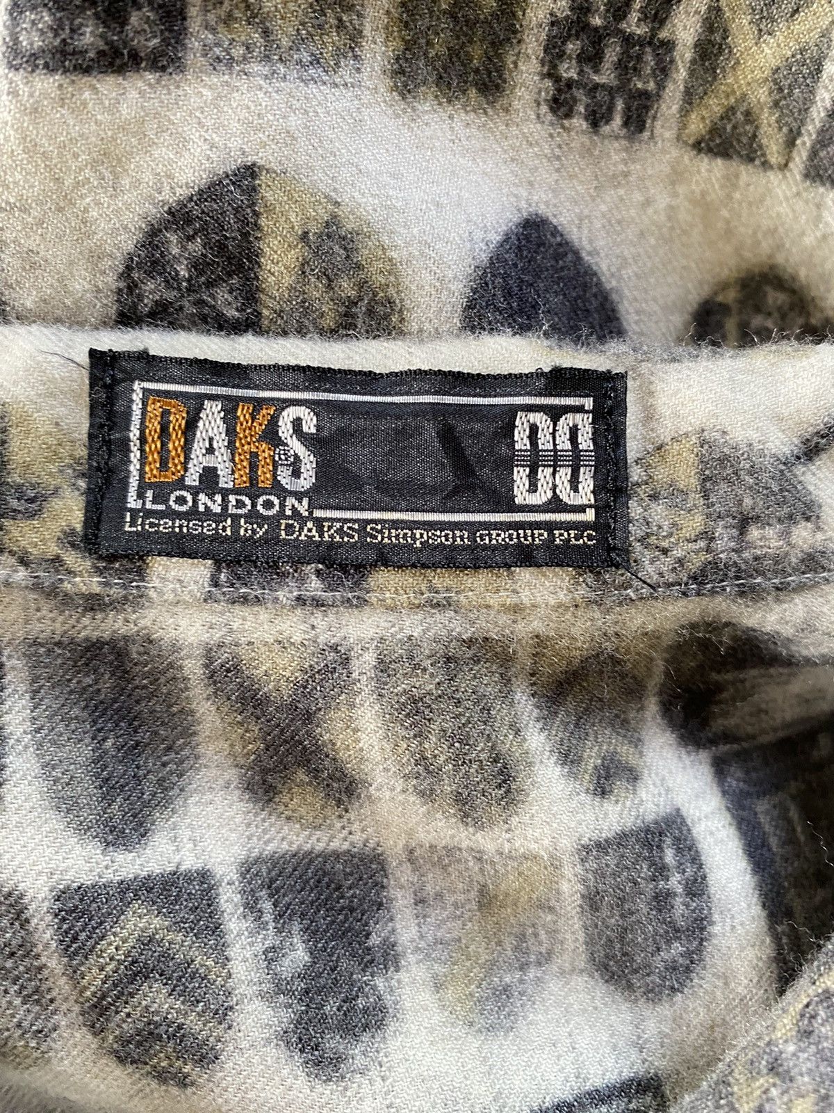 DAKS DAKS Gray Printed Wool Shirt Size L / US 10 / IT 46 - 3 Thumbnail