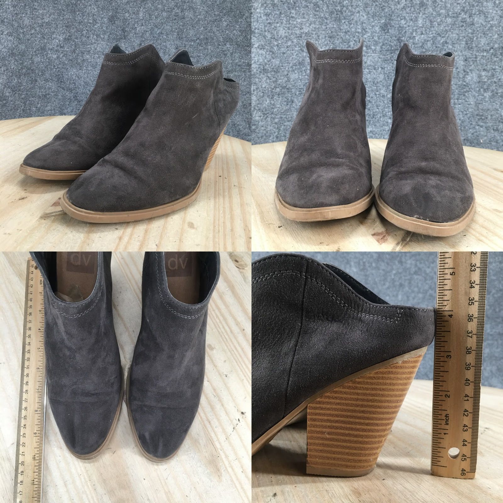 Dolce Vita DV Dolce Vita Boots Womens 8.5 Casual Slip On Low Ankle Bootie Grey Fabric Heels - Boot Womens 8.5 Gray Fabric Slip On Ankle Heel Shoes DV Dolce Vita Size US 9 / IT 39 - 8 Thumbnail